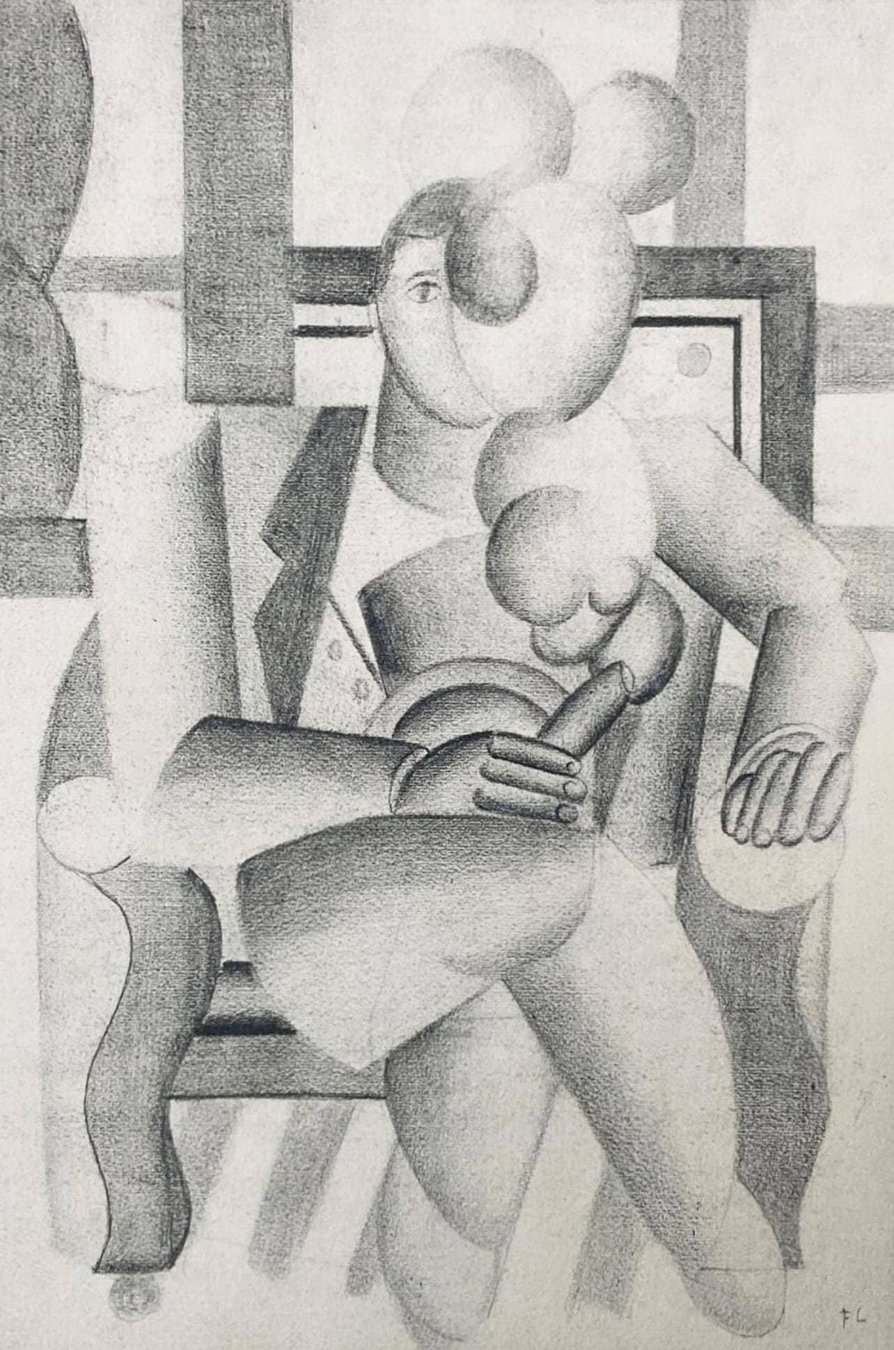 Fernand Leger, Composition, Contrastes, Limited Edition Lithograph: Lithograph and stencil on papier a la cuve du moulin Richard de Bas specialement filigrane pour cette edition paper. Paper size: 20.25 x 15.25 inches. Excellent condition. Inscription: signed in the p