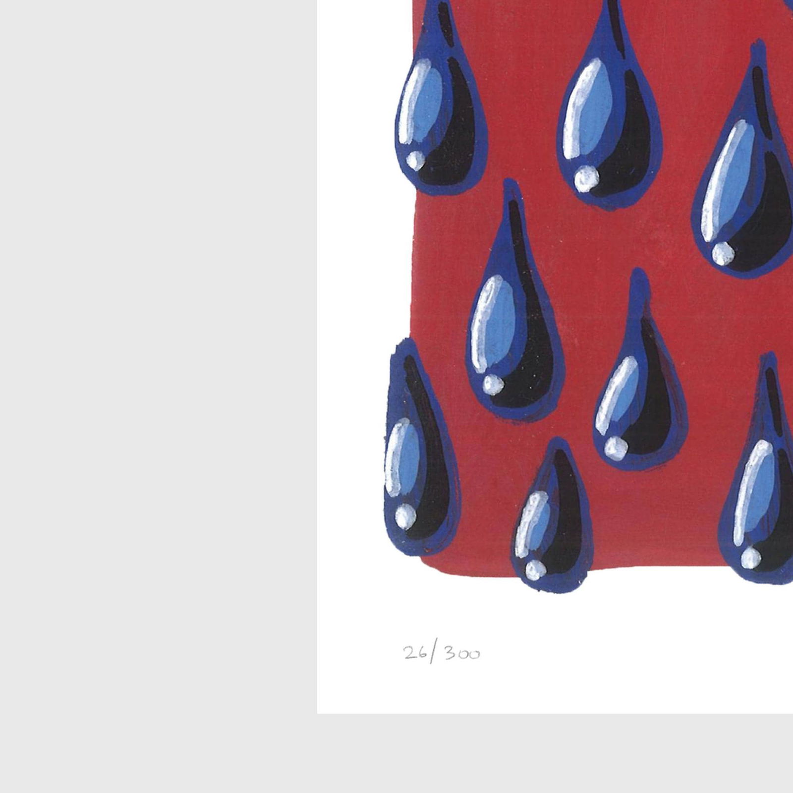 Blue Drops on Red - 2