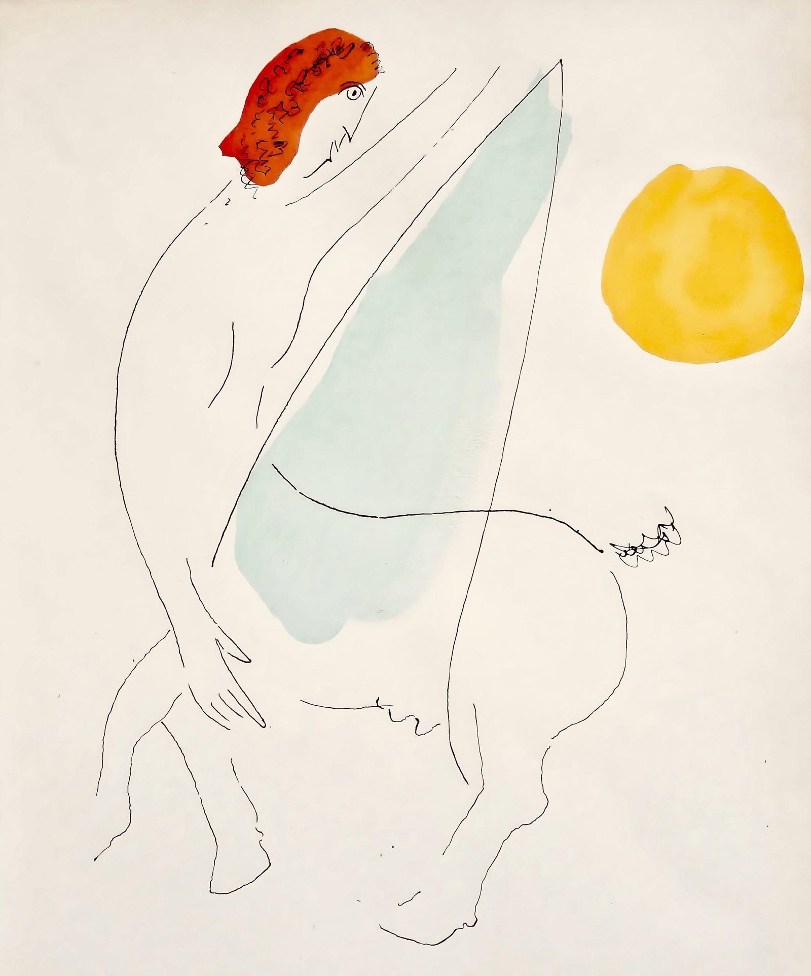Marc Chagall, Composition, Le Dur Desir de Durer, Limited Edition Lithograph: Lithograph on velin bouffant d'Alfa paper. Paper size: 11.125 x 8.625 inches. Excellent condition. Inscription: unsigned and unnumbered, as issued. Notes: From the volume, Le Dur Desir de Durer, illus
