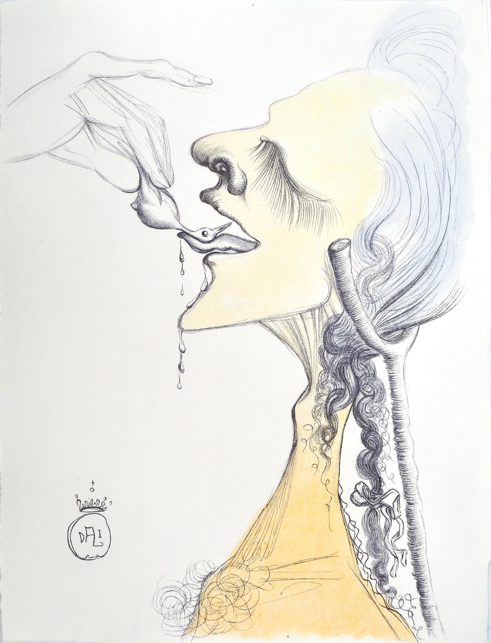 Salvador Dali, Composition (Field 67-4; M/L 174-187), Dali illustre Casanova, Limited Edition: Etching in colors on velin pur chiffon de Rives paper. Paper Size: 14.875 x 11.25 inches. Excellent condition. Signed in the plate and unnumbered, as issued. Notes: From the folio, Dali­ illustre Cas