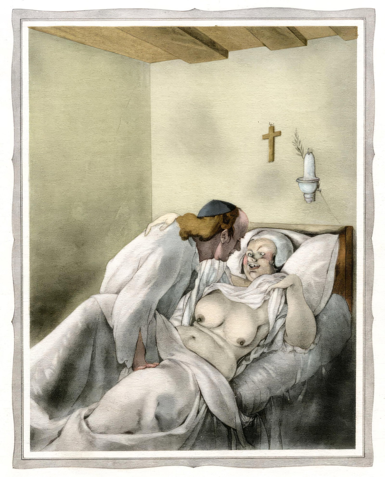 Umberto Brunelleschi, Untitled, from The Tales of Boccaccio, Limited Edition Lithograph and Pochoir,: This exquisite lithograph and pochoir by Umberto Brunelleschi (1879-1949), titled Sans titre (Untitled), originates from the celebrated album Les contes de Boccace (The Tales of Boccaccio), published