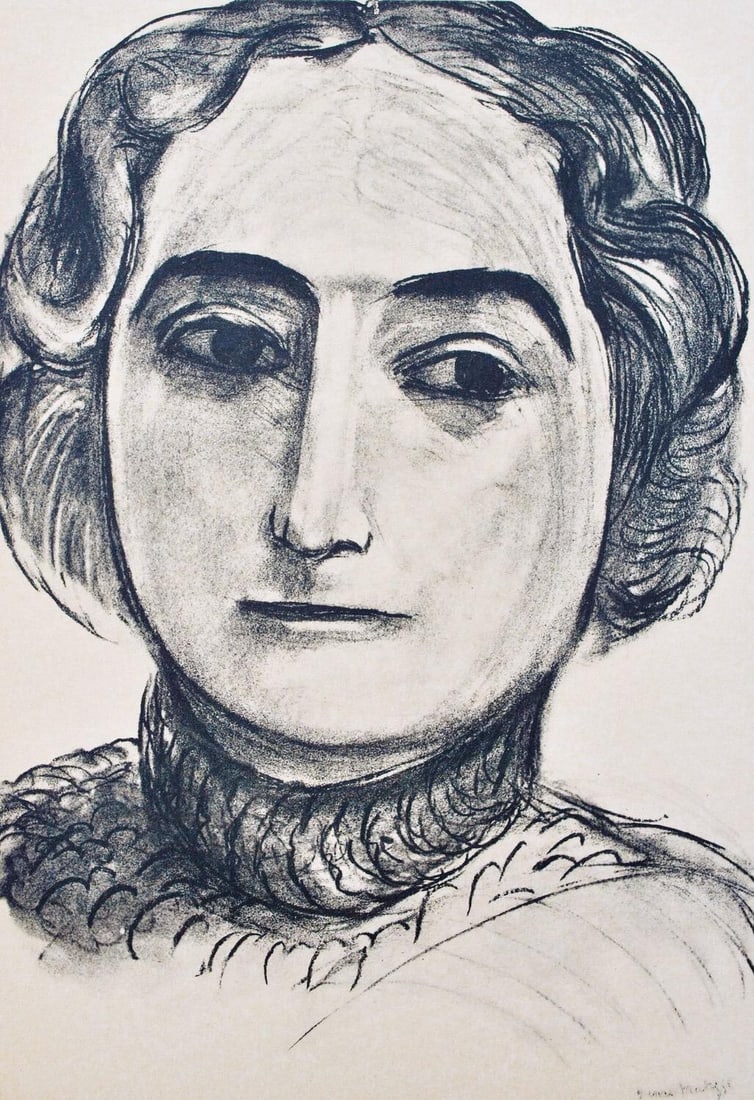 Henri Matisse, Mademoiselle Claribel Cone, Portraits par Henri Matisse, Limited Edition Heliogravure: Heliogravure on velin paper, mounted on velin paper backing sheet, as issued. Paper Size: 12 x 9.25 inches; image size: 9.05 x 6.3 inches. Inscription: Signed in the plate and unnumbered, as issued. C