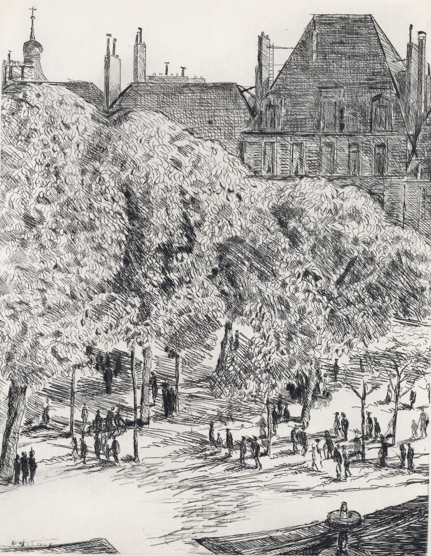 Georges Dufrenoy, Placement Des Vosges, A La gloire a Paris, Limited Edition Etching (1 of 4)