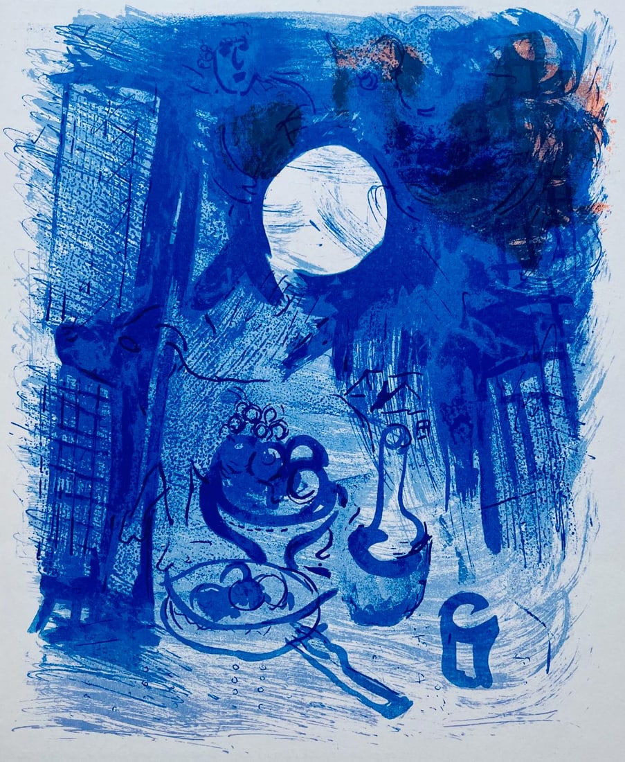 Marc Chagall, Composition (Cramer 33; Mourlot 206), Derriere le miroir, Limited Edition Lithograph: Lithograph on velin paper. Paper size: 15 x 11 inches. Excellent condition. Inscription: Unsigned and unnumbered, as issued. Notes: From Derriere le miroir, N deg 99-100. Published by Aime Maeght,