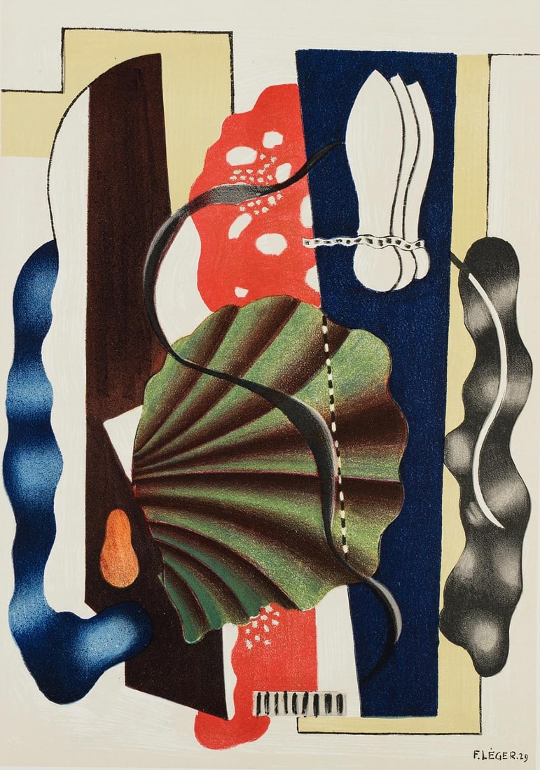 Fernand Leger, Composition, Derriere le miroir, Limited Edition Lithograph: Lithograph on velin paper. Paper Size: 15 x 11 inches. Excellent condition. Inscription: Unsigned and unnumbered, as issued. Notes: From Derriere le miroir, N deg 79-80-81, 1955. Published by Aime