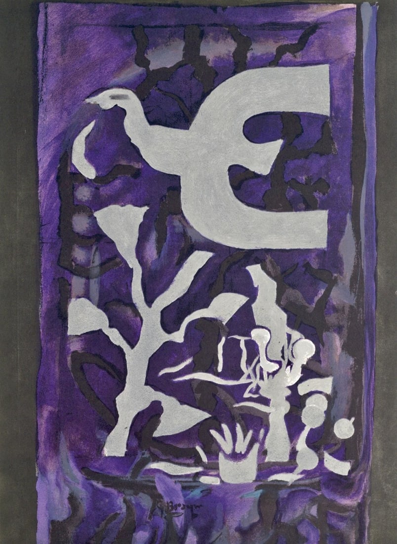 Georges Braque, Composition, Derriere le miroir, Limited Edition Lithograph: Lithograph on velin paper. Paper size: 15 x 11 inches. Excellent condition. Inscription: Unsigned and unnumbered, as issued. Notes: From Derriere le miroir, N deg 148, 1964. Published by Aime Maeght,