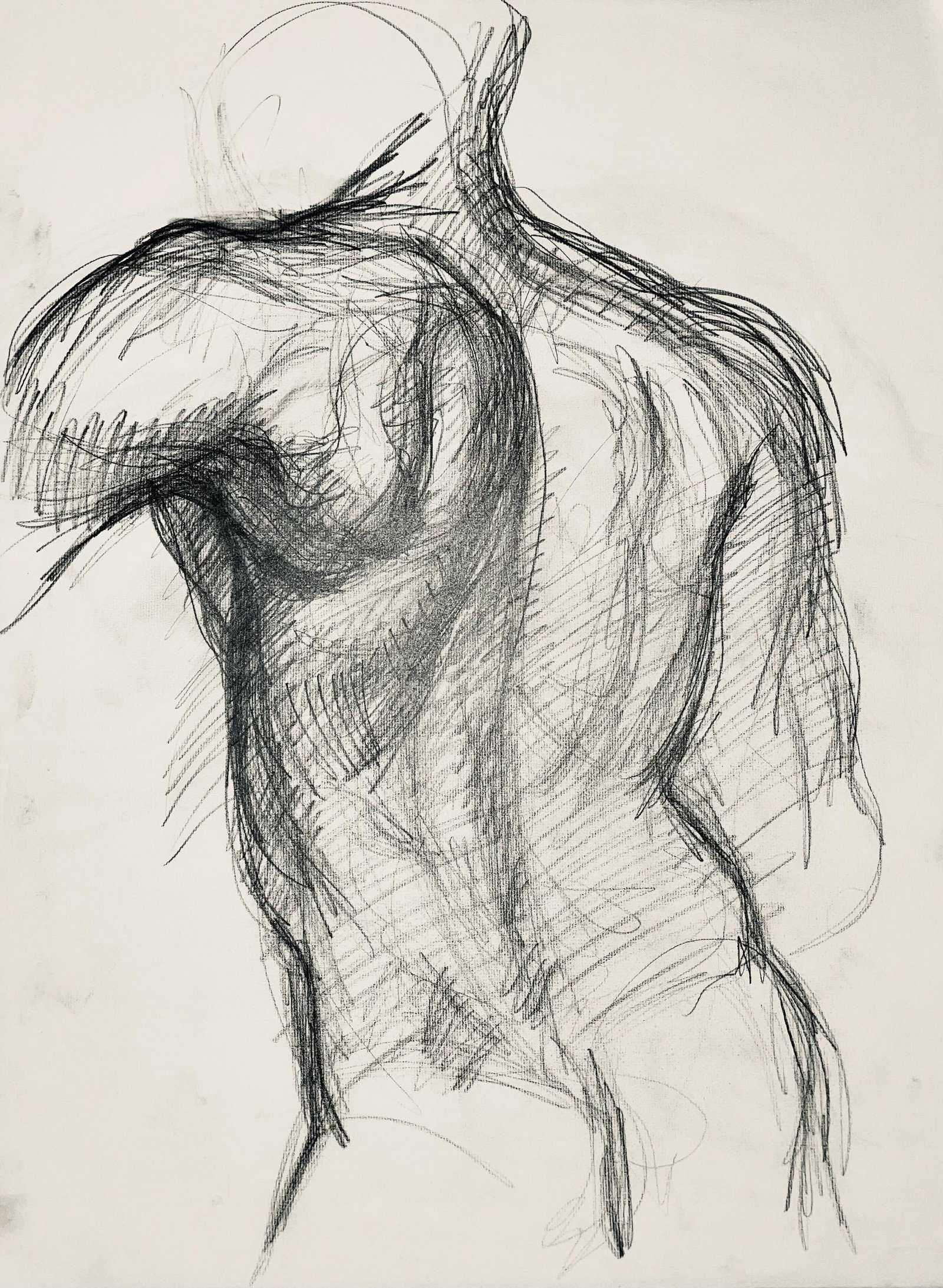 Ian Hornak, Renaissance Male Nude Figure Study, 1963, Original Drawing: Charcoal on velin paper, circa 1963. Paper Size: 23 x 18 inches. Good condition, consistent with age. Inscription: Unsigned, Estate stamped, verso. Provenance: Estate of Ian Hornak, East Hampton. Note