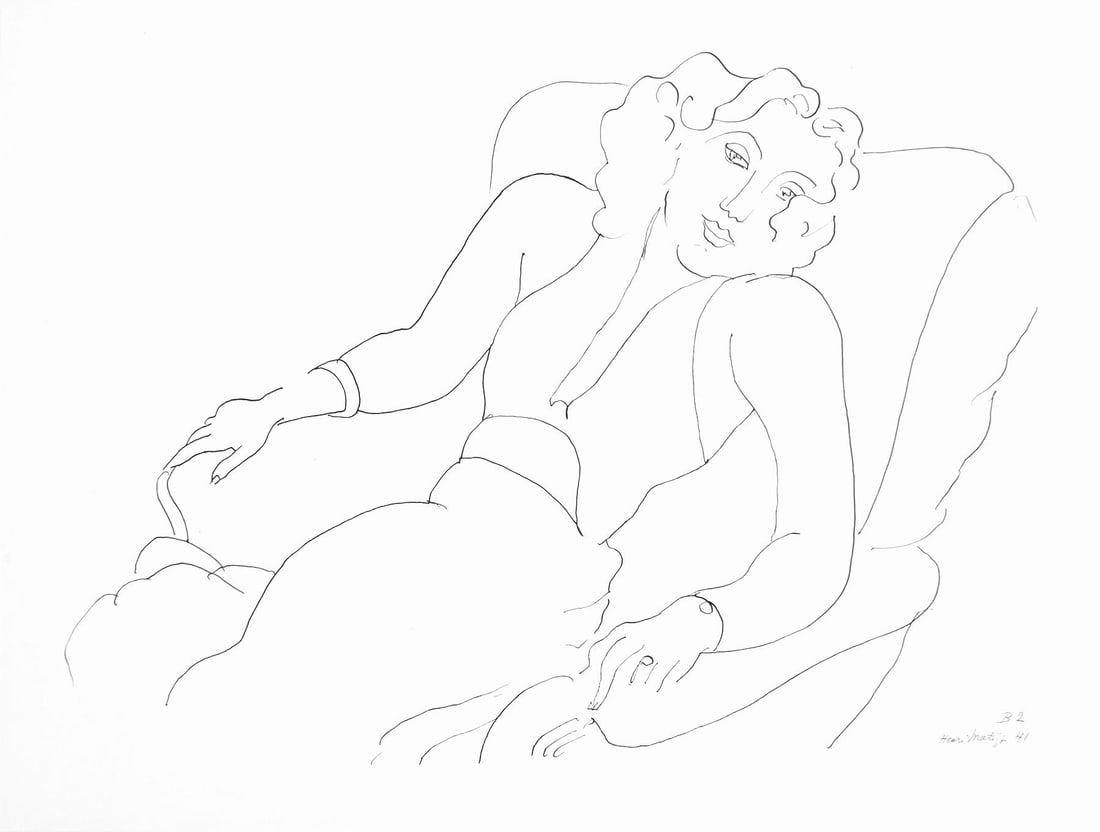 Henri Matisse, Serie B, var. 2 (Duthuit 9), Henri Matisse, Dessins, Themes et variations, Limited: Lithograph on velin pur fil paper. Inscription: Signed in the plate and unnumbered, as issued. Paper Size: 9.625 x 12.875 inches. Catalogue raisonne references: Matisse, Henri, et al. Henri Matisse: C