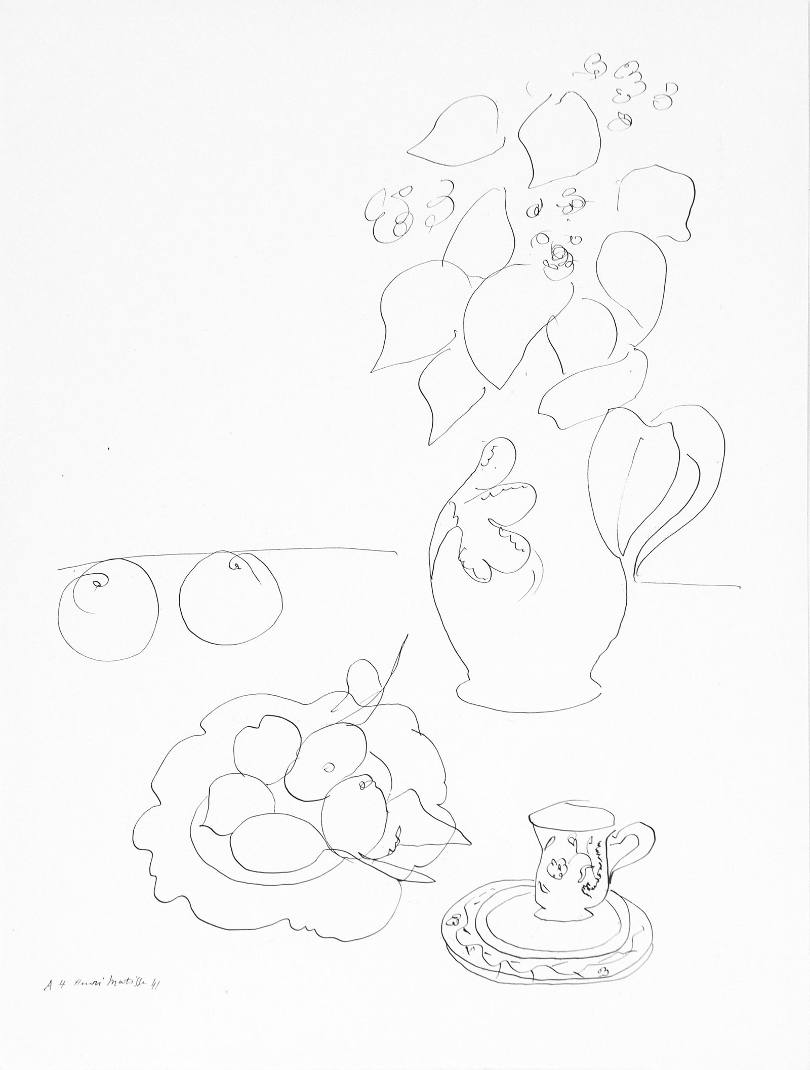 Henri Matisse, Serie A, var. 4 (Duthuit 9), Henri Matisse, Dessins, Themes et variations, Limited: Lithograph on velin pur fil paper. Inscription: Signed in the plate and unnumbered, as issued. Paper Size: 12.875 x 9.625 inches. Catalogue raisonne references: Matisse, Henri, et al. Henri Matisse: C