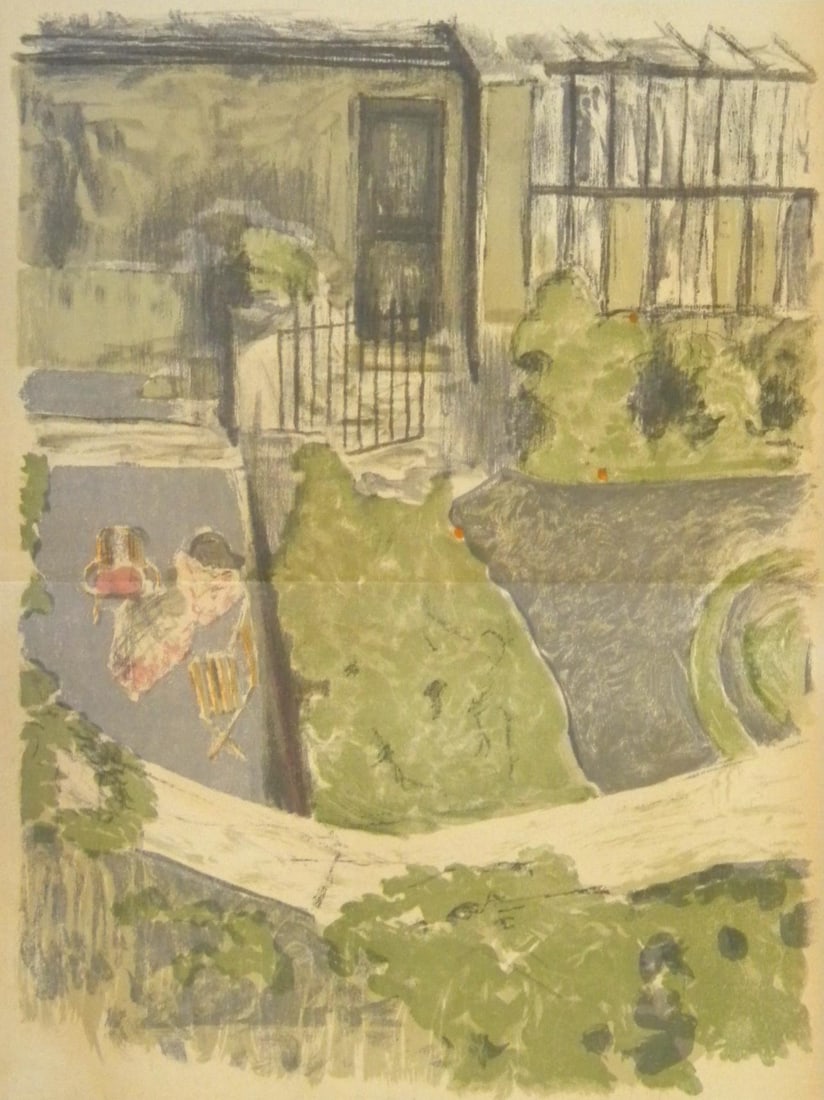 Edouard Vuillard, Le Jardin devant l'atelier, L'œuvre grave de Vuillard, Limited Edition Lithograph: Lithograph on grand velin Renage paper. Inscription: Unsigned and unnumbered, as issued. Paper Size: 19.25 x 12.5 inches; image size: 15.35 x 11.42 inches. Excellent condition, with centerfold, as iss