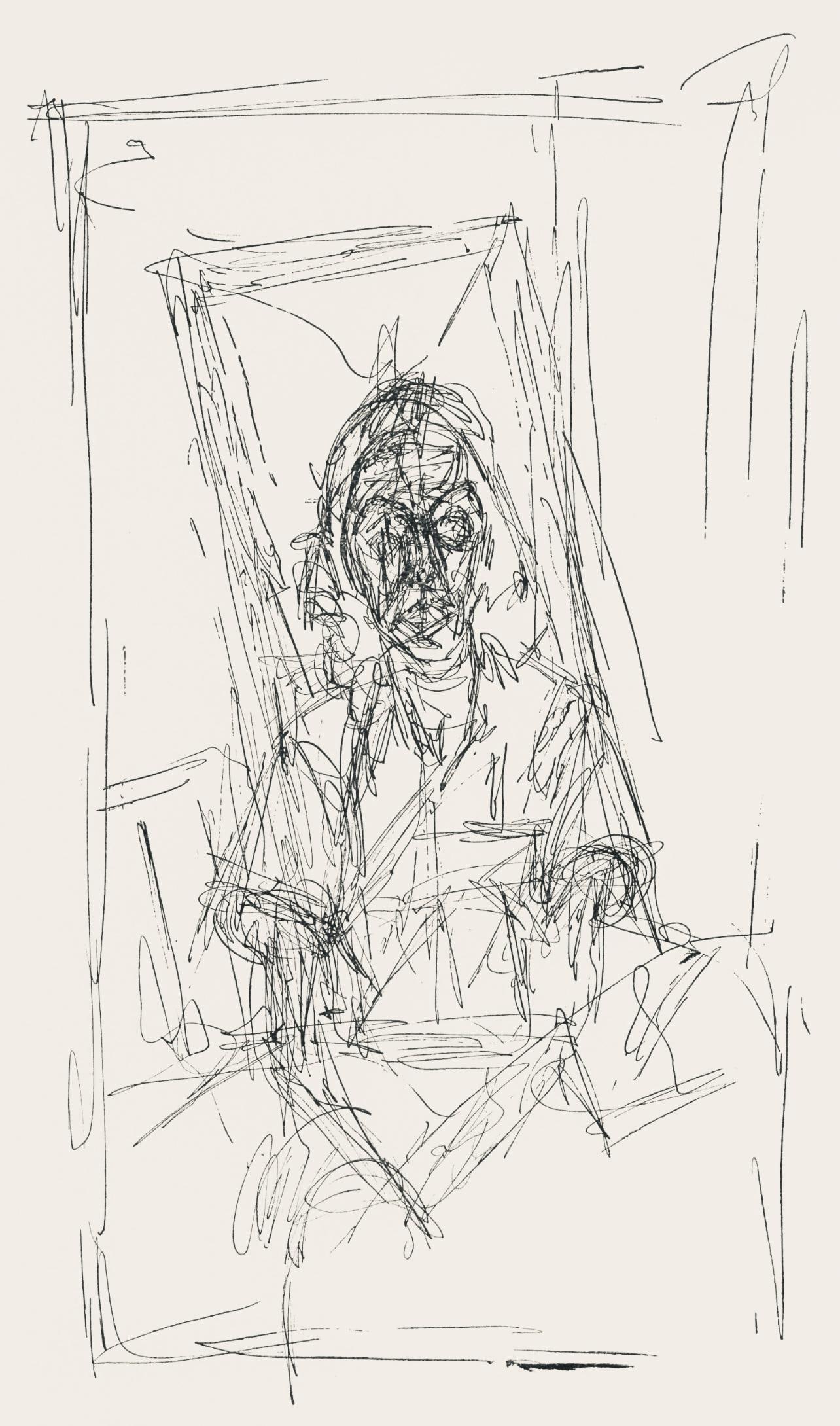 Alberto Giacometti, Composition, XXe siecle, Limited Edition Etching: Etching on velin paper. Paper Size: 12.5 x 9.75 inches. Excellent condition. Inscription: Unsigned and unnumbered, as issued. Notes: From the volume, XXe Siecle, n deg7, 1956. Published and printed un