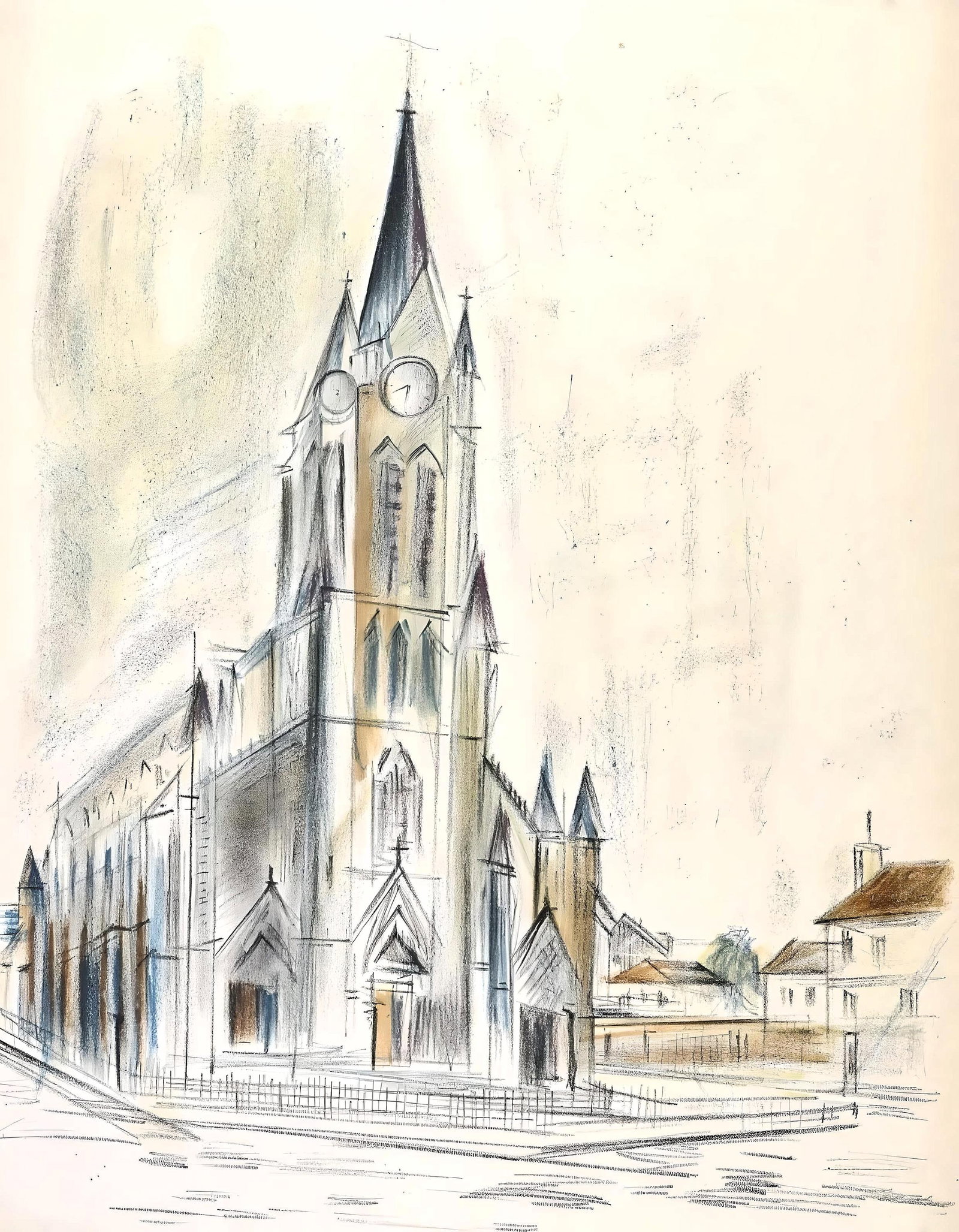 Maurice Utrillo, Composition, Eloge de Maurice Utrillo, Limited Edition Lithograph: Lithograph on velin Vidalon blanc paper. Paper size: 13.18 x 10.55 inches. Excellent condition. Unsigned and unnumbered, as issued. Notes: From the album, Eloge de Maurice Utrillo, 1956. Published by