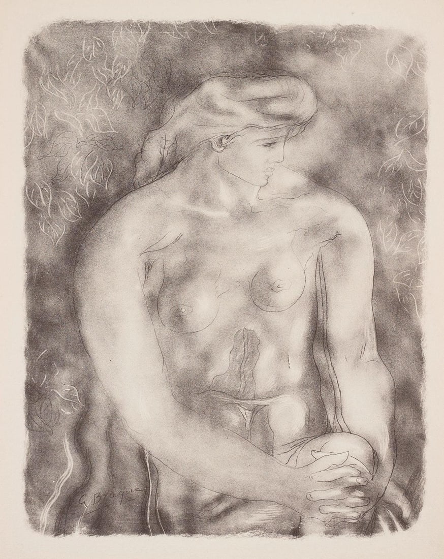 Georges Braque, Composition, Braque Espaces, 13 Dessins, Lavis, Aquarelles, Limited Edition: Lithograph and stencil on velin papier a la cuve du moulin richard de bas specialement filigrane pour cette edition paper. Paper size: 19.094 x 15.75 inches. Excellent condition. Inscription: signed i