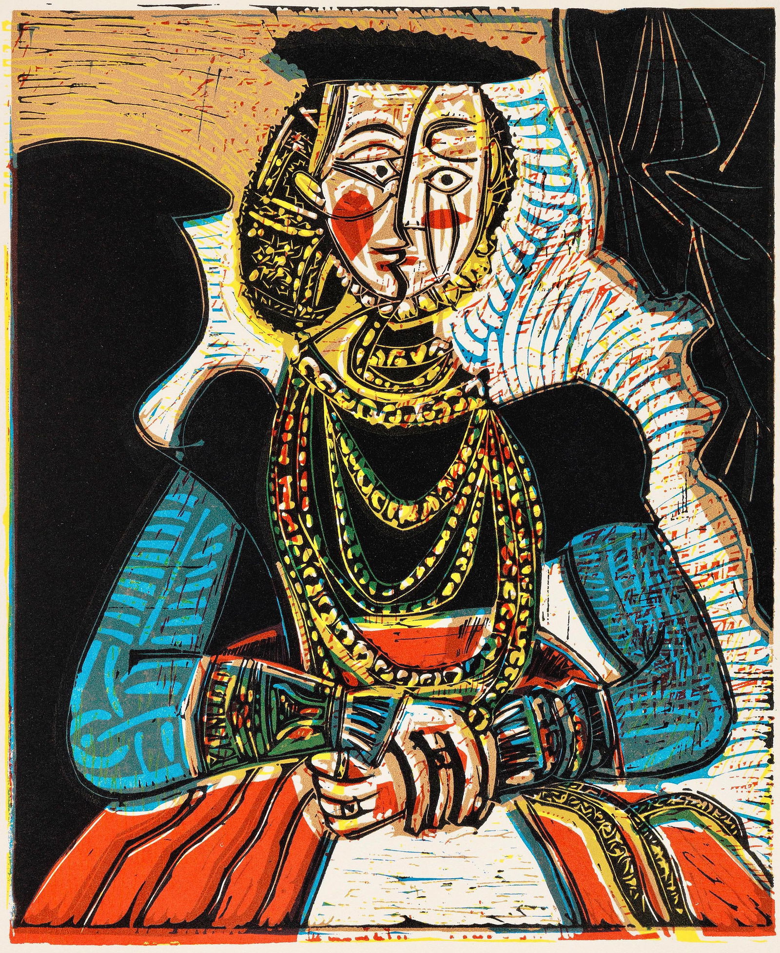 Pablo Picasso, Portrait de jeune fille (Orozco 214), Grabados al linoleo, Limited Edition Linocut: Linocut on velin paper. Paper Size: 12.5 x 14.5 inches; image size: 10.5 x 8.75 inches. Inscription: Unsigned and unnumbered, as issued. Catalogue raisonne reference: Orozco, M. (2018). Picasso. 70 ye