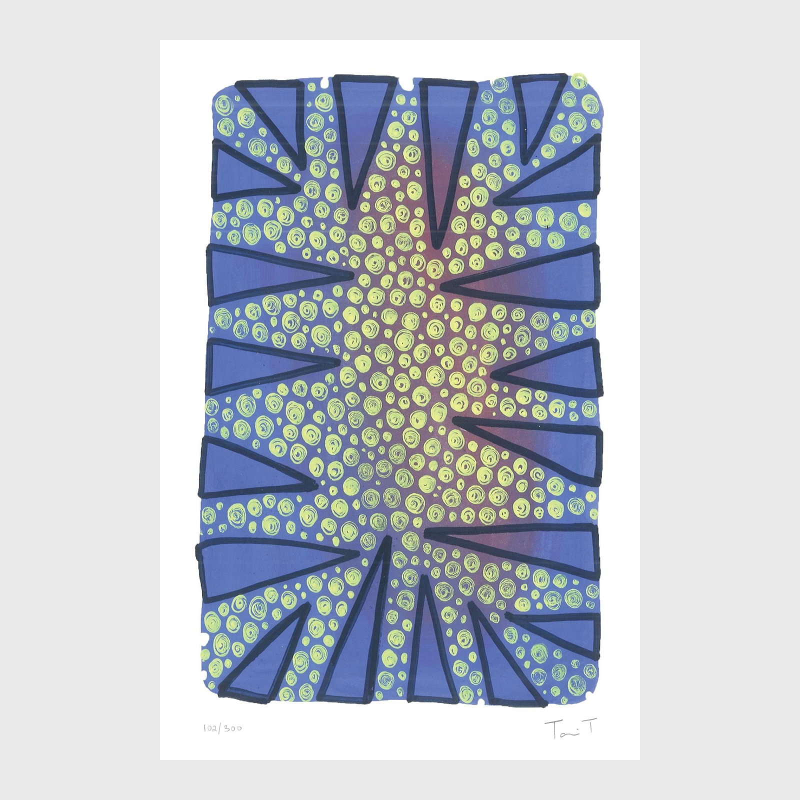 Drops with Yellow Dots: Artist: Tanvi Thakur (1996) Title: Drops with Yellow Dots, Drops With Dots Series Year: 2025 Medium: Archival Pigment Print on Paper Edition: 300 Size: 8 x 12 inches Inscription: Signed and numbered b