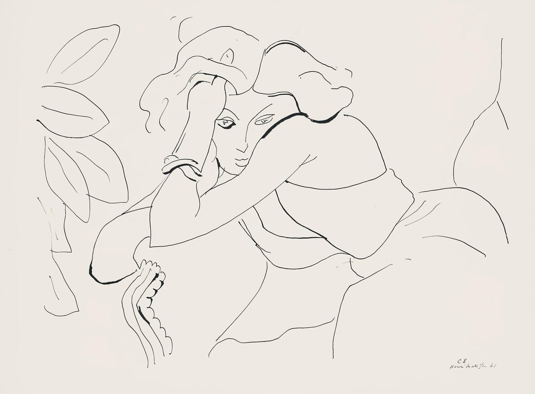 Henri Matisse, Serie C, var. 8 (Duthuit 9), Henri Matisse, Dessins, Themes et variations, Limited: Lithograph on velin pur fil paper. Paper Size: 9.625 x 12.875 inches. Excellent condition. Inscription: Signed in the plate and unnumbered, as issued. Notes: From the folio, Henri Matisse, Dessins,