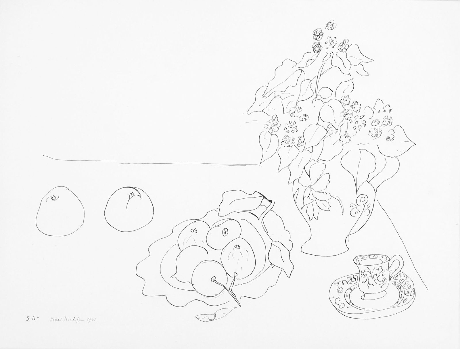 Henri Matisse, Serie S.A, var. 1 (Duthuit 9), Henri Matisse, Dessins, Themes et variations, Limited: Lithograph on velin pur fil paper. Inscription: Signed in the plate and unnumbered, as issued. Paper Size: 9.625 x 12.875 inches. Catalogue raisonne references: Matisse, Henri, et al. Henri Matisse: C