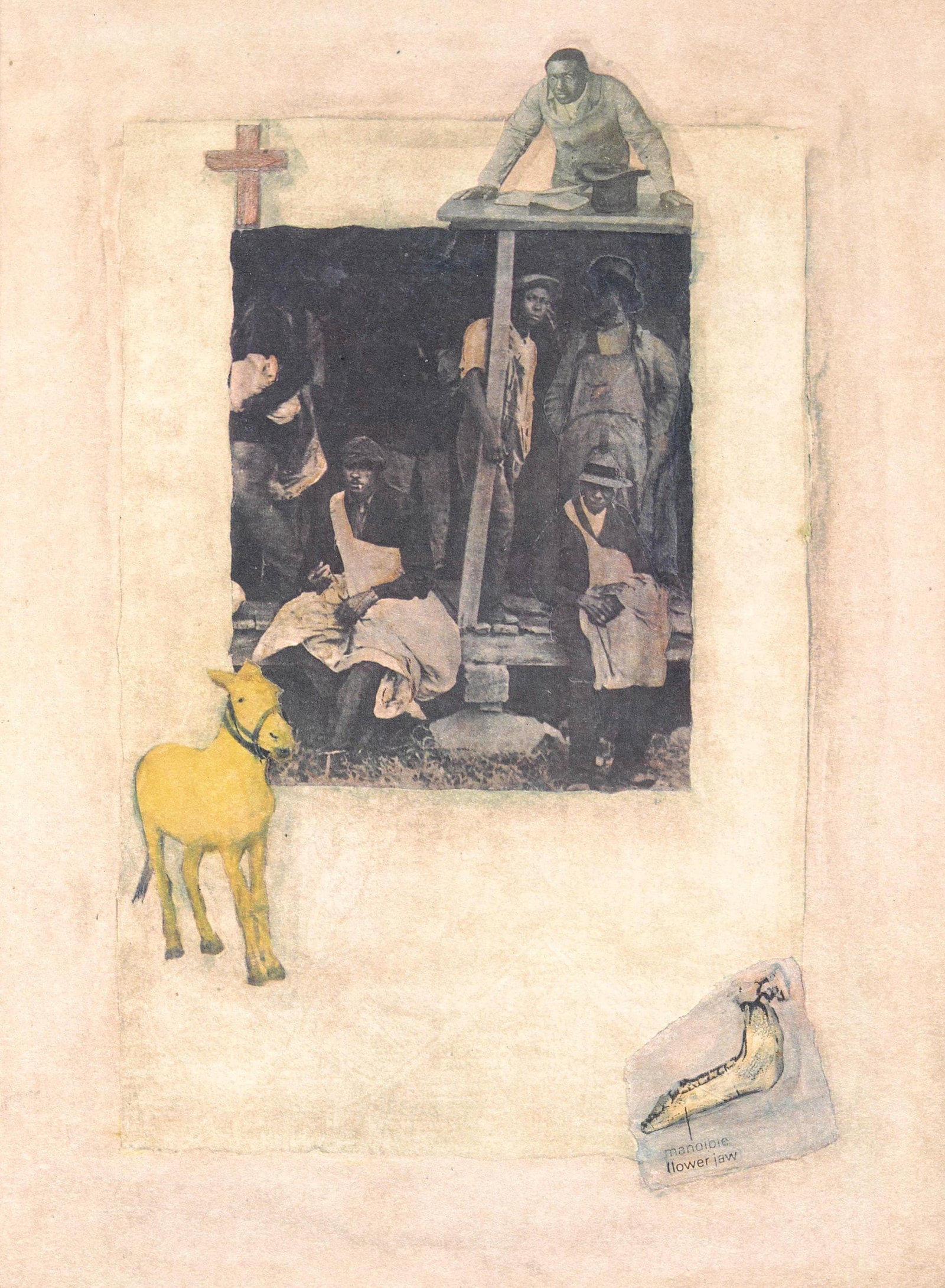 Betye Saar, The Bone of Contention, Bookmarks in the Pages of Life, Limited Edition Silkscreen: Silkscreen in colors and sepia-tones on Langdell fait a la main paper. Paper Size: 15 x 11 inches. Excellent condition. Inscription: Unsigned and unnumbered, as issued. Notes: From the folio, Bookmark