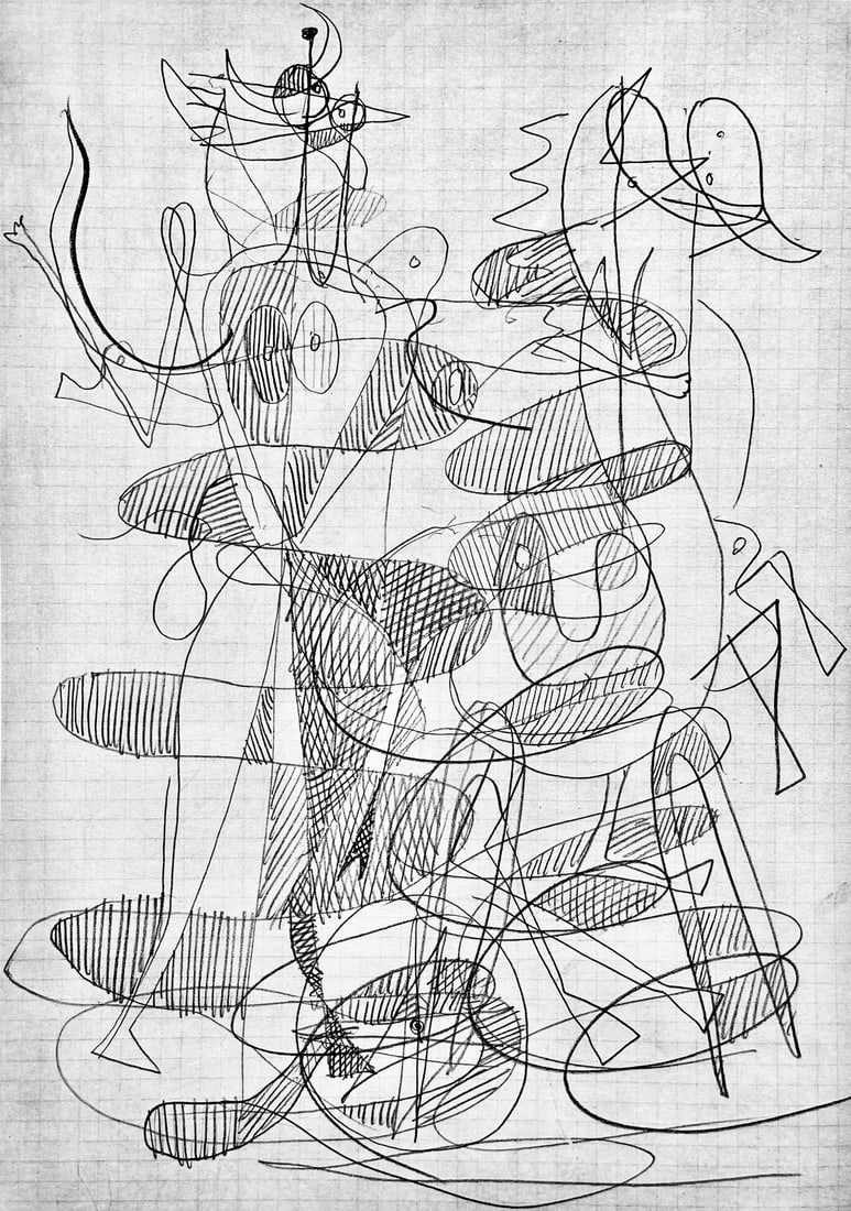 Georges Braque, Composition, Hesiode, Theogonie, Derriere le miroir, Limited Edition Lithograph: Lithograph on velin paper. Paper Size: 15 x 11 inches. Inscription: Unsigned and unnumbered, as issued. Condition: Very good/excellent, consistent with age. Notes: From the folio, Derriere le miroir,