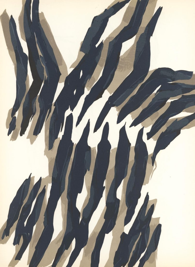 Raoul Ubac, Composition, Derriere le miroir, Limited Edition Lithograph: Lithograph on velin paper. Paper size: 15 x 11 inches. Excellent condition. Inscription: Unsigned and unnumbered, as issued. Notes: From Derriere le miroir, N deg 142, 1964. Published by Aime Maeght,