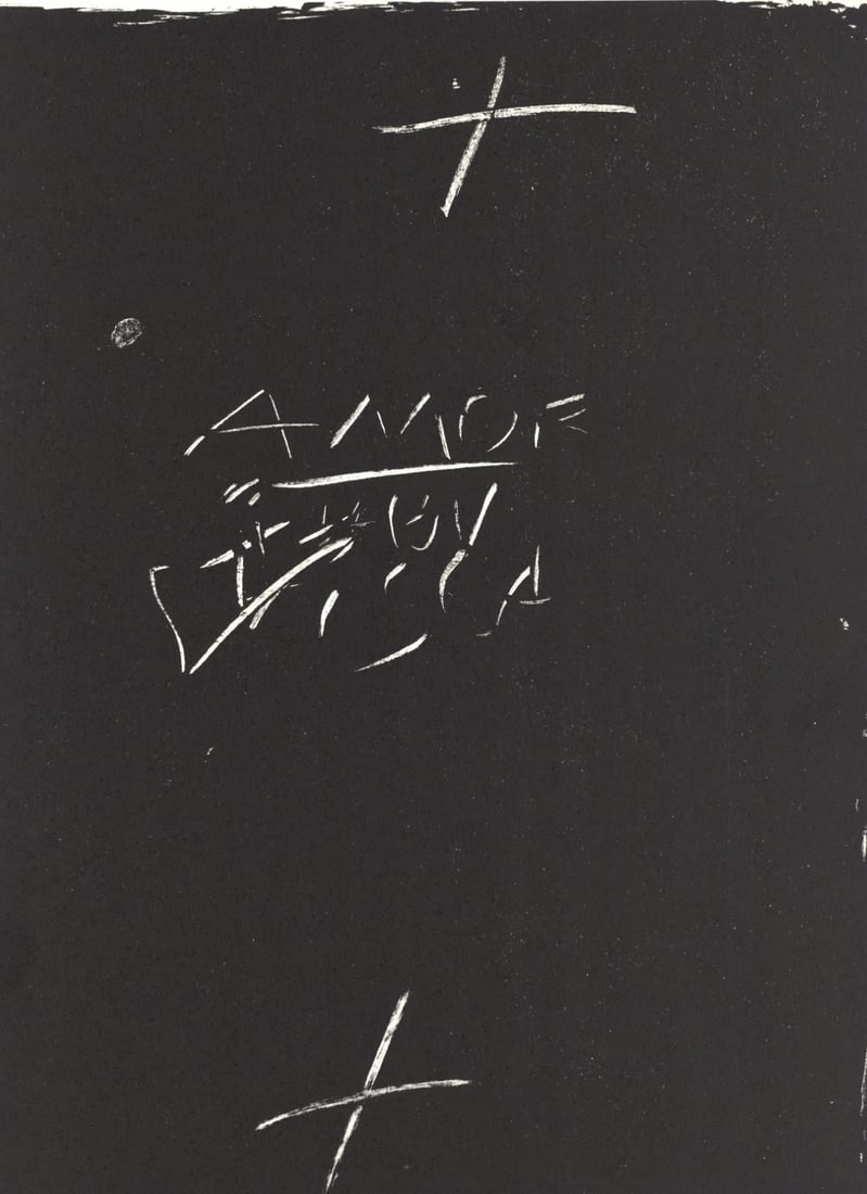 Antoni Tapies, Composition, Derriere le miroir, Limited Edition Lithograph: Lithograph on velin paper. Paper size: 15 x 11 inches. Excellent condition. Inscription: Unsigned and unnumbered, as issued. Notes: From Derriere le miroir, N deg 210, 1974. Published by Aime Maeght,