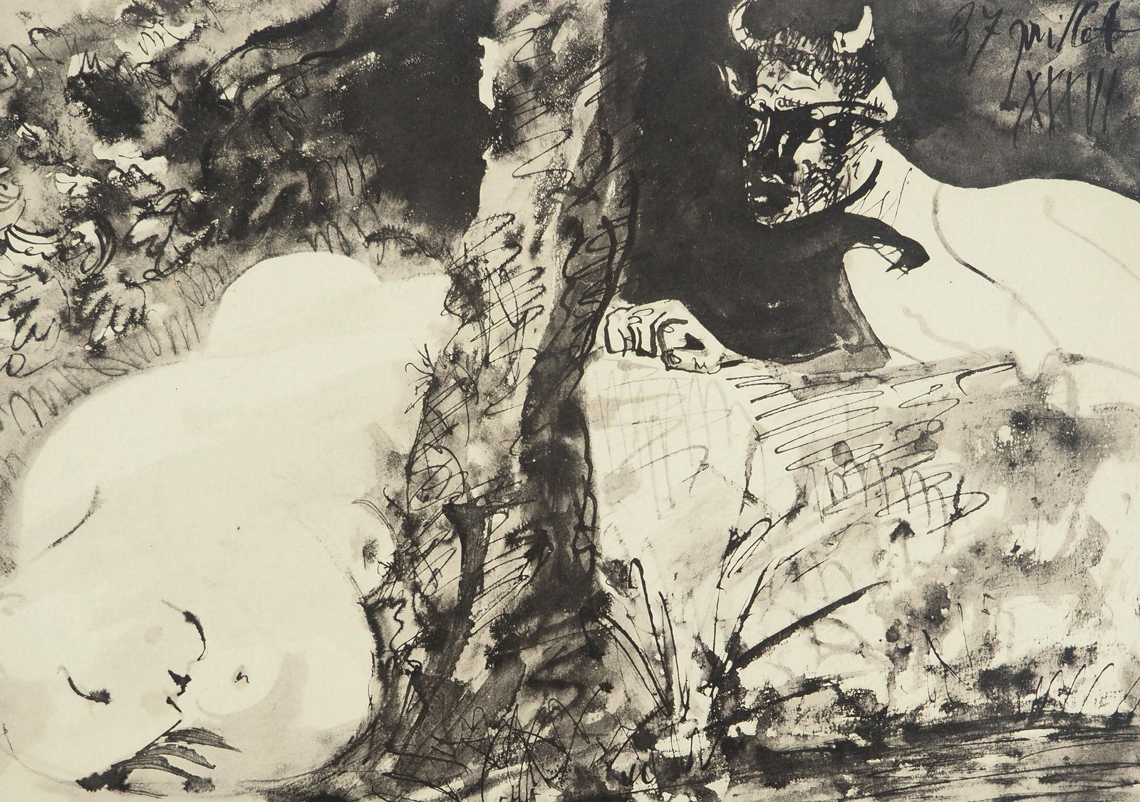 Pablo Picasso, Composition (Orozco 238), Picasso, La flute double, Limited Edition Lithograph (1 of 4)