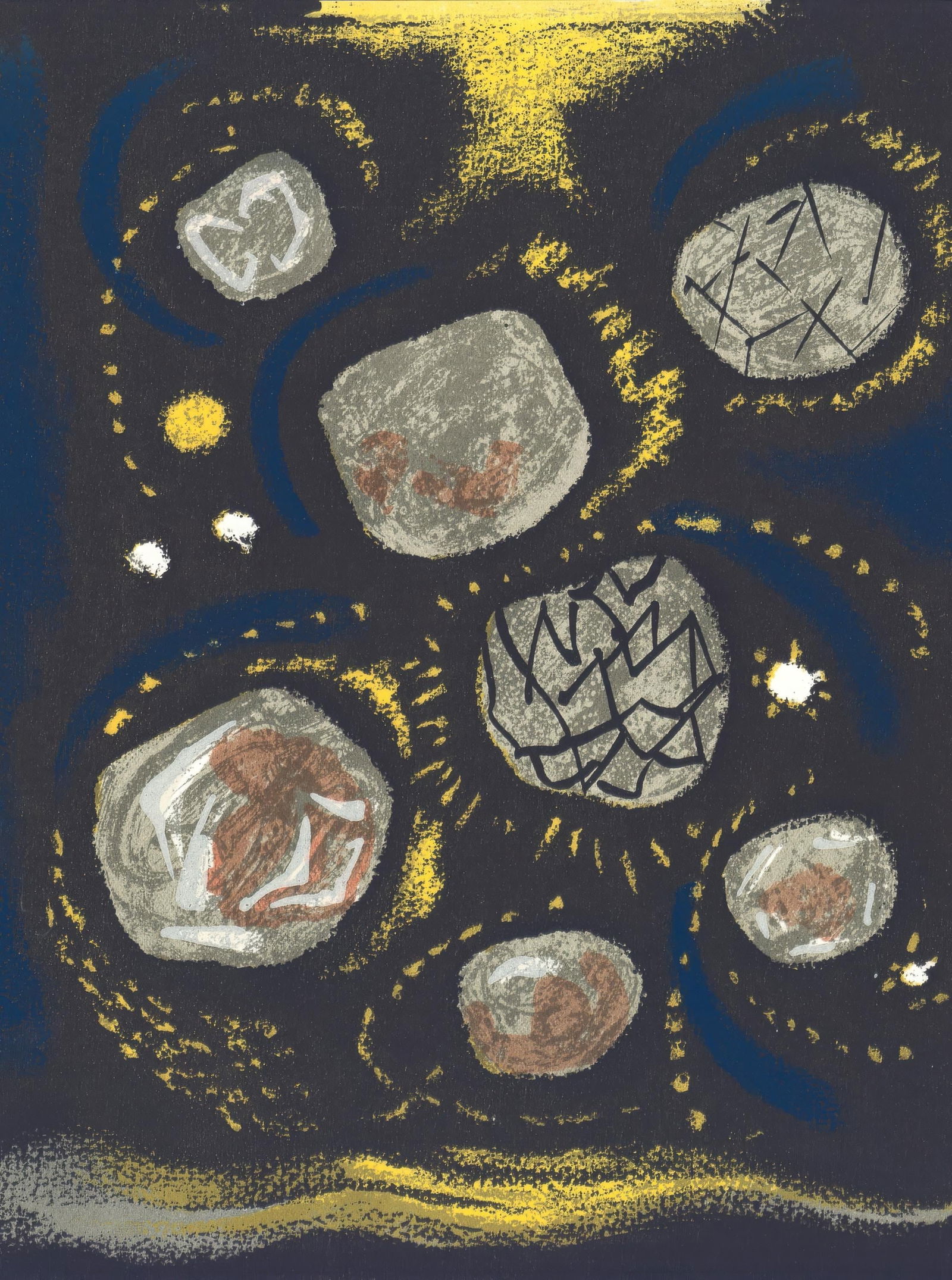 Andre Masson, Untitled, from Albert Camus, oeuvres completes, Limited Edition Lithograph, 1962: This exquisite lithograph by Andre Masson (1896-1987), titled Sans titre (Untitled), originates from the 1962 album Albert Camus, oeuvres completes, essais philosophiques, Le mythe de Sisyphe,