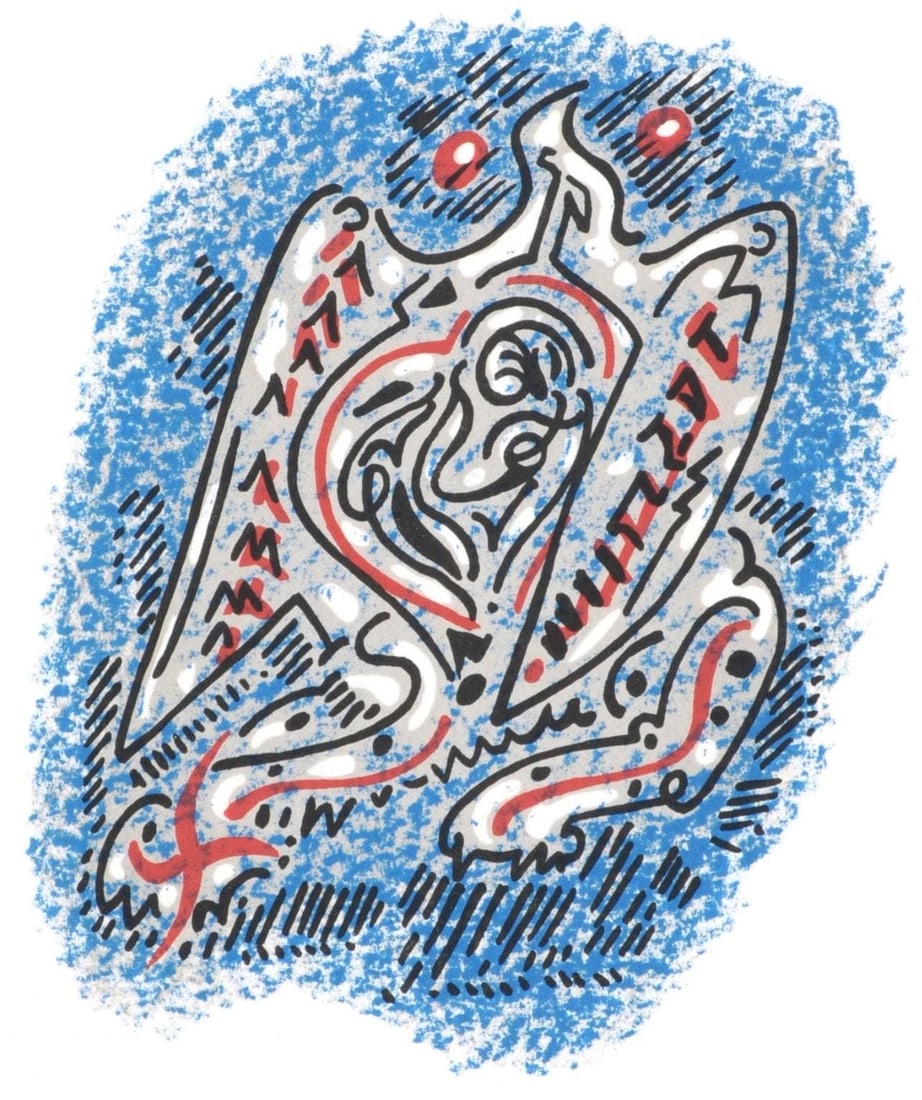 Andre Masson, Composition (Cramer 97), Une Etoile de Craie, Limited Edition Lithograph: Lithograph on velin d'Arches paper. Paper size: 14 x 10.875 inches. Excellent condition. Inscription: unsigned and unnumbered, as issued. Notes: From the folio, Une Etoile de Craie, seize lithographie