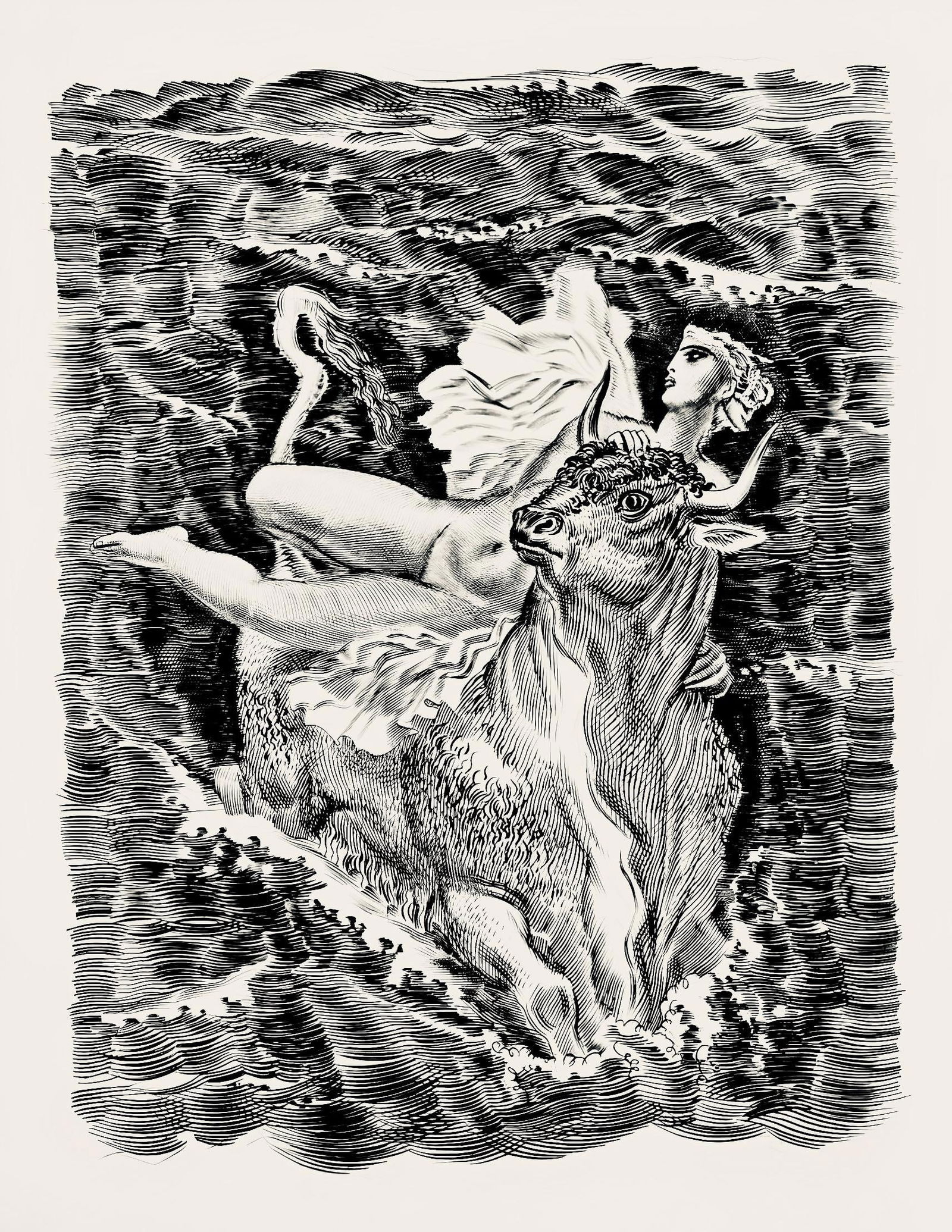 Albert Decaris, Composition, Portrait de A. Decaris, Limited Edition Engraving: Engraving on velin de Rives paper. Paper size: 13.18 x 10.55 inches. Excellent condition. Inscription: unsigned and unnumbered, as issued. Notes: From the volume, Portrait de A. Decaris, 1953. Publish