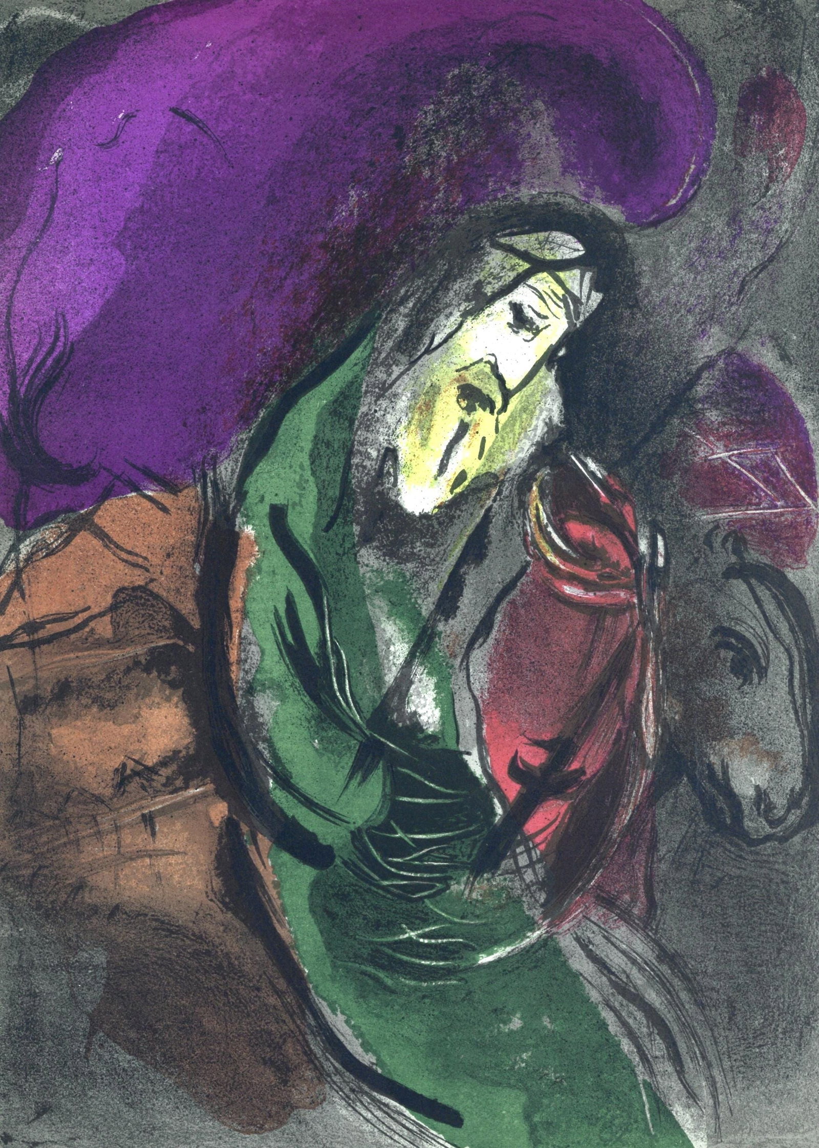 Marc Chagall, Jeremie (Mourlot 117-46; Cramer 25), Dessins Pour La Bible, Verve, Revue, Limited: Lithograph on velin des Papeteries du Marais paper. Paper Size: 14 x 10.25 inches. Inscription: Unsigned and unnumbered, as issued. Catalogue raisonne references: Cain, Julien, and Fernand Mourlot. Ch