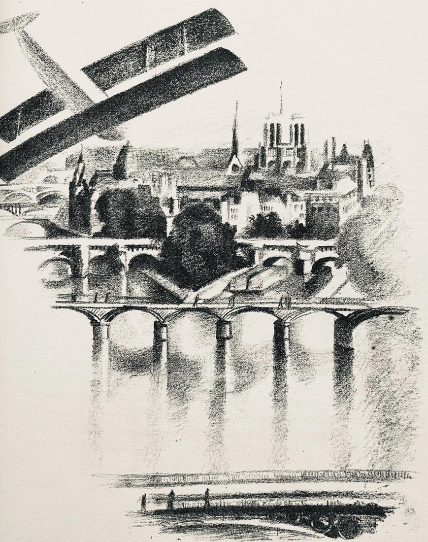 Robert Delaunay, Les ponts de Paris et Notre-Dame (Habasque 720-728), Allo! Paris!, Limited Edition: Lithograph on velin d'Arches paper. Paper Size: 11 x 9 inches. Excellent condition. Inscription: Unsigned and unnumbered, as issued. Notes: From the volume, Allo! Paris!, 1926. Published by Editions d