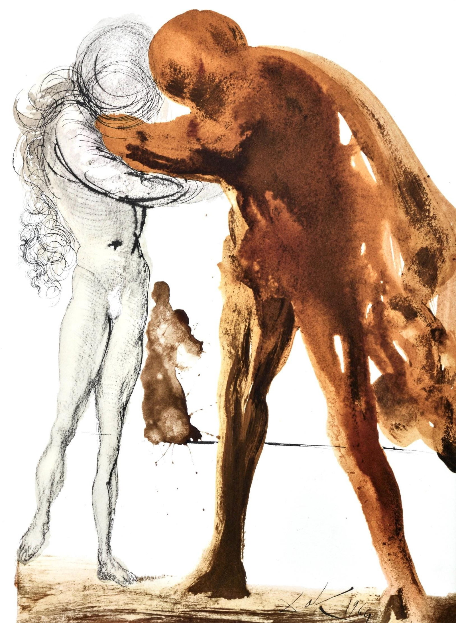 Salvador Dali, Composition (Michler/Lopsinger 1600; Field 69-3), Biblia Sacra, Limited Edition: Lithograph in colors on velin Fabriano charta ex meris pannis "ab alveo" manu fabricata, perlucidis figuris intexta paper. Paper size: 19 x 13.75 inches. Inscription: Signed in the plate and unnumbere