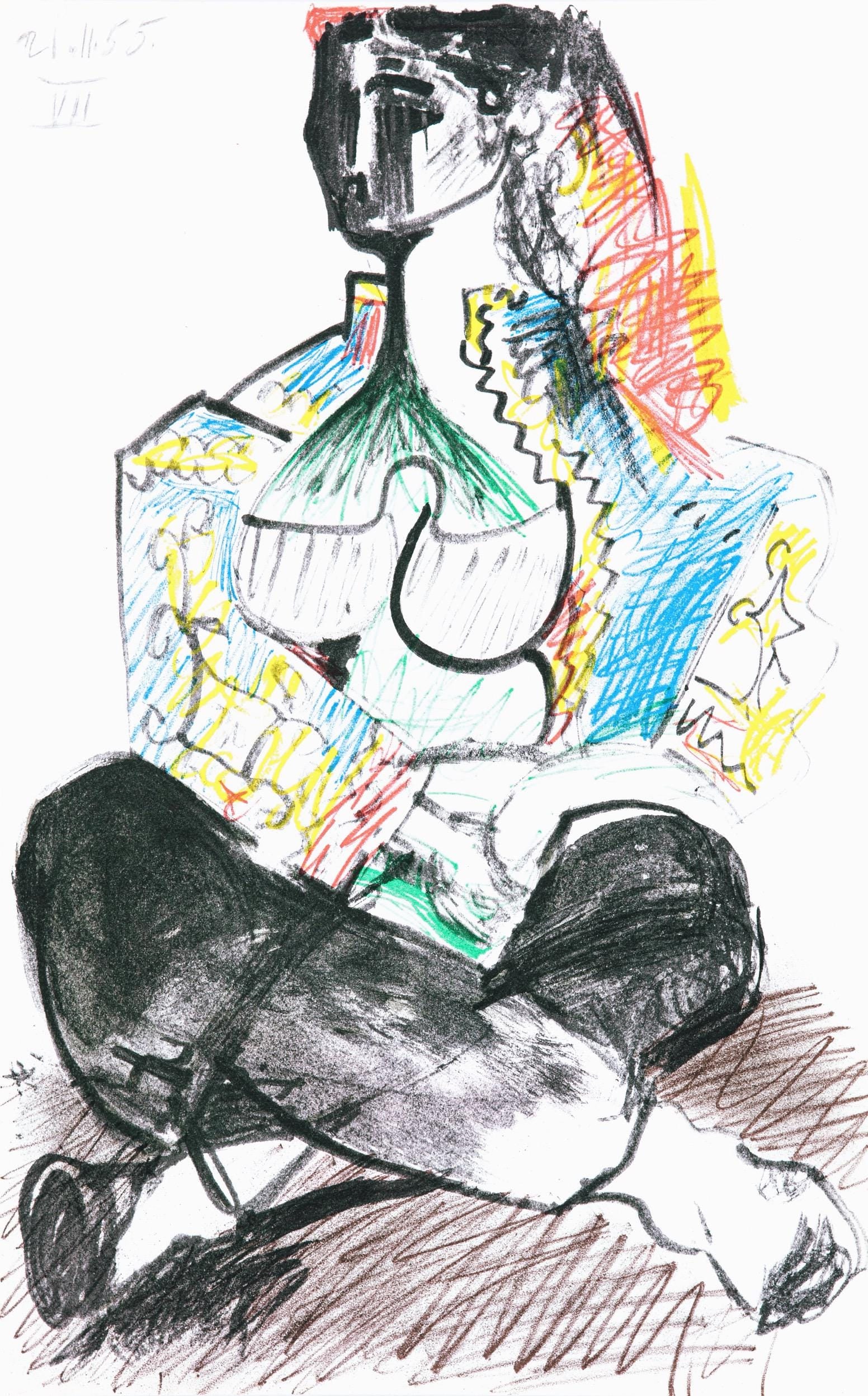 Pablo Picasso, Composition (Cramer 101), Carnet de la Californie, Limited Edition Collotype: Collotype on velin d'Arches paper. Paper size: 16.5 x 10.375 inches. Inscription: Unsigned and unnumbered, as issued. Catalogue raisonne reference: Goeppert, Sebastian, et al. Pablo Picasso, the