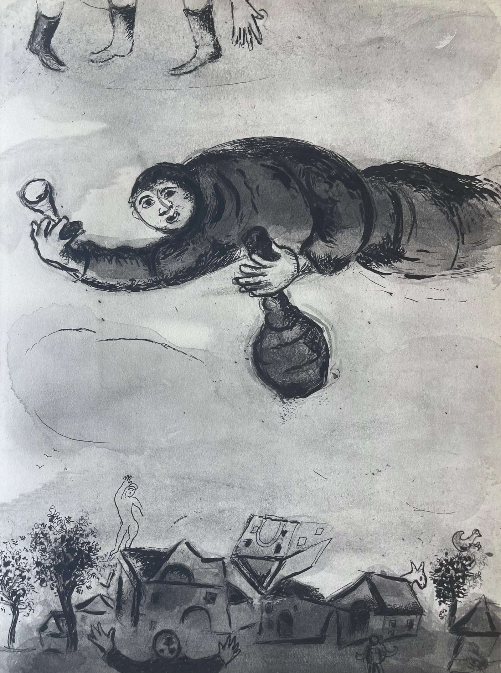 Marc Chagall, Composition, Contes de Boccace, Verve: Revue Artistique et Litteraire, Limited Edition: Lithograph on velin des Papeteries du Marais paper. Unsigned and unnumbered. Paper Size: 13.94 x 10.31 inches. Excellent condition. Notes: From the volume, Verve: Revue Artistique et Litteraire, Vol.