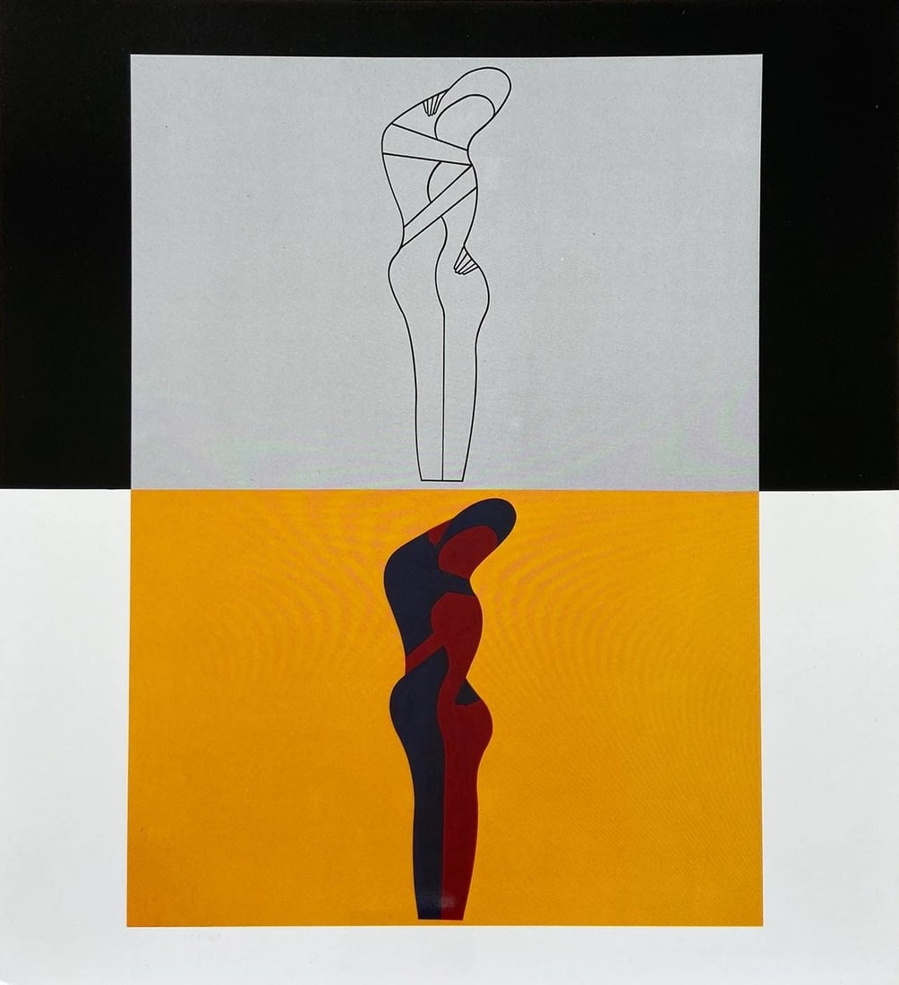 Victor Vasarely, Composition, Graphismes III, Limited Edition Heliogravure: Heliogravure on 280 gm M2 gloss paper. Paper Size: 10.63 x 10.63 inches. Excellent condition. Notes: From the folio, Graphismes III, 1977. Published and printed by Editions du Griffon, Neuchatel, Swit