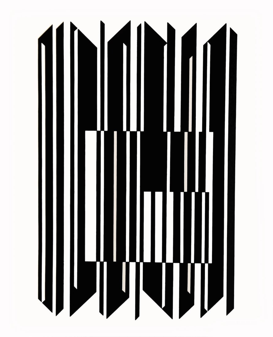 Victor Vasarely, Composition, Lineaires, Limited Edition Heliogravure: Silkscreen on 280 gm M2 gloss paper. Paper Size: 11.61 x 9.25 inches. Excellent condition. Notes: From the folio, Lineaires, 1973. Published and printed by Editions du Griffon, Neuchatel, Switzerland,