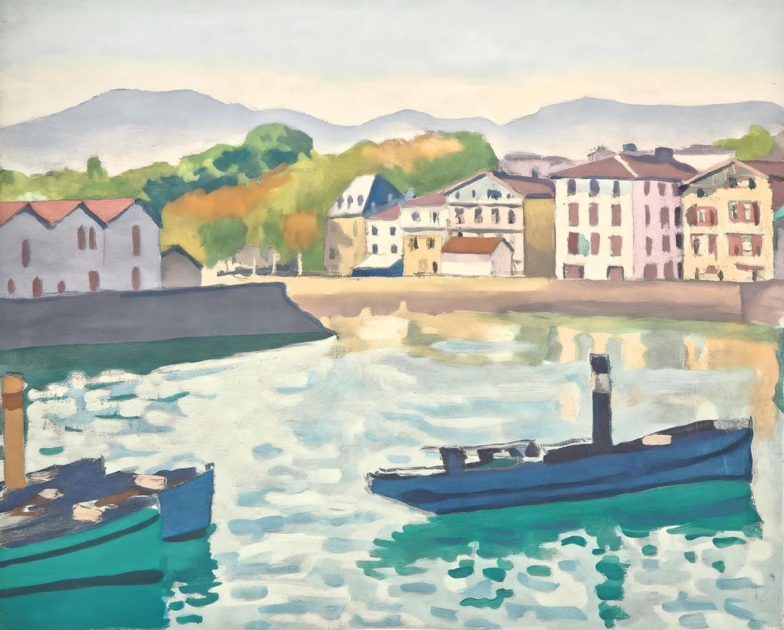 Albert Marquet, Composition, Presence de Marquet, Limited Edition Lithograph: Lithograph on velin d'Arches paper. Unsigned and unnumbered, as issued. Paper Size: 13.18 x 20.10 inches. Excellent condition, with centerfold, as issued. Notes: From the album, Presence de Marquet, 1