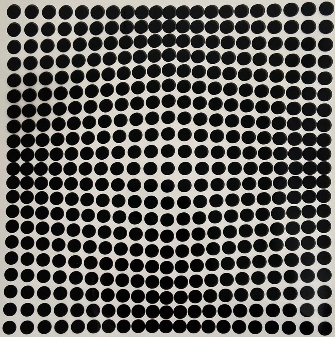 Victor Vasarely, Composition, Tiefenbilder, Limited Edition Heliogravure: Heliogravure on Mylar laid on 280 gm M2 gloss paper. Paper Size: 11 x 11 inches. Excellent condition. Notes: From the folio, Tiefenbilder, 1972. Published and printed by Editions du Griffon,