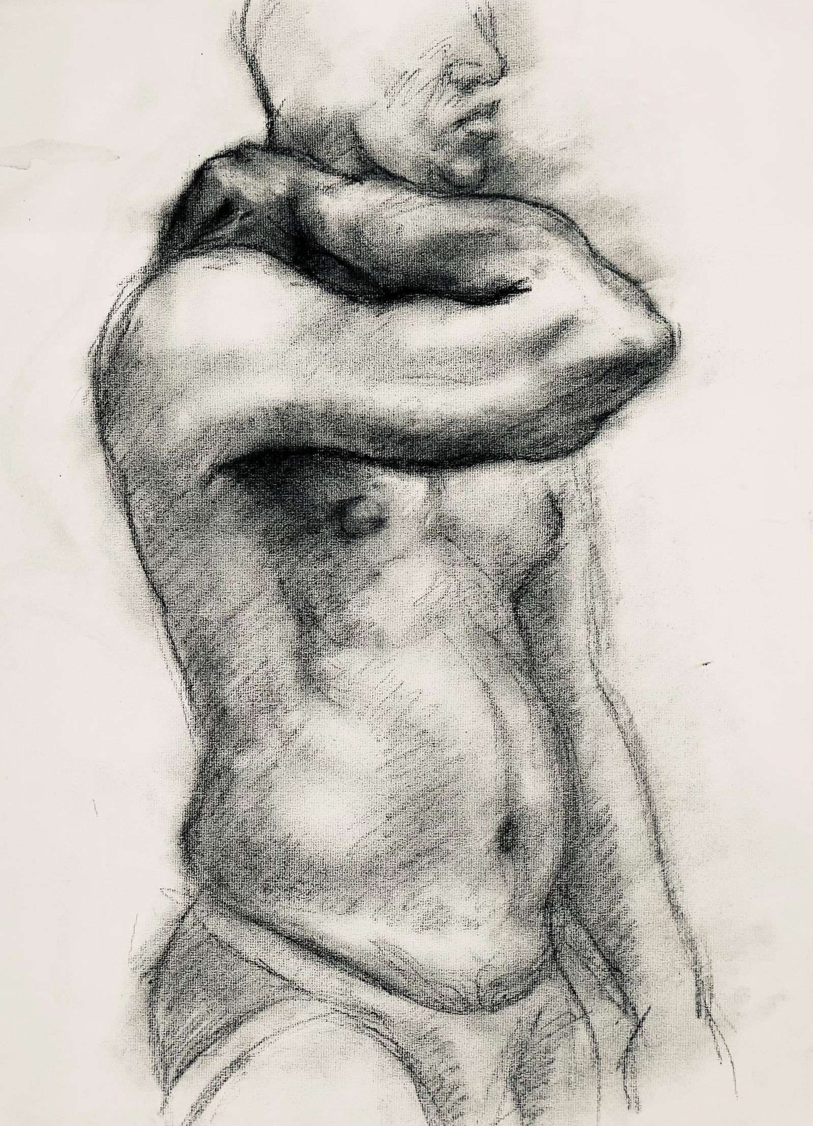 Ian Hornak, Renaissance Male Nude Figure Study, 1963, Original Drawing: Charcoal on velin paper, circa 1963. Paper Size: 23 x 18 inches. Good condition, consistent with age. Inscription: Unsigned, Estate stamped, verso. Provenance: Estate of Ian Hornak, East Hampton. Note