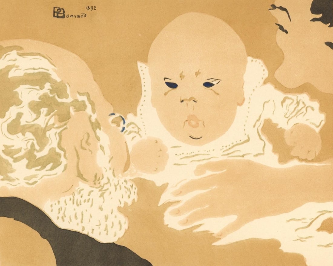 Pierre Bonnard, Scene de famille I, Bonnard Lithographe, Limited Edition Lithograph: Lithograph on grand velin Renage filigrane a la marque de l'editeur paper. Inscription: Signed in the plate and unnumbered, as issued. Paper Size: 9.5 x 12.5 inches; image size: 7.08 x 8.66 inches.
