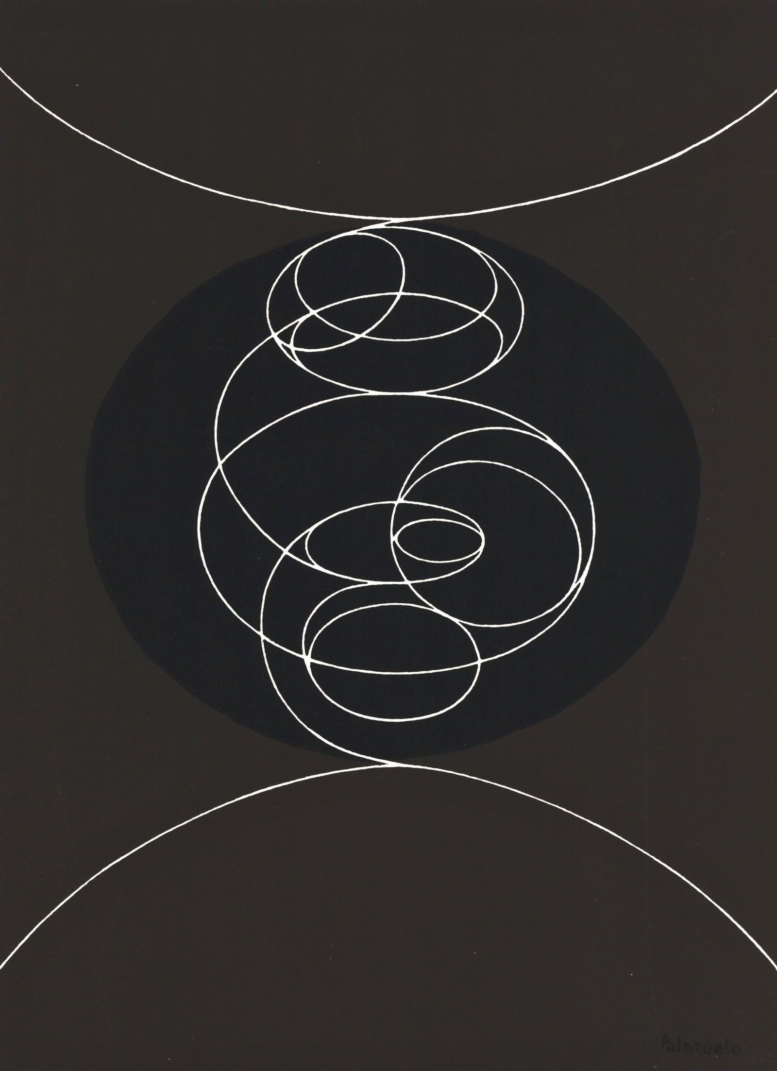 Pablo Palazuelo, Composition, Hommage a Aime et Marguerite Maeght, Derriere le miroir, Limited: Silkscreen on velin paper. Paper Size: 15 x 11 inches. Inscription: Signed in the plate and unnumbered, as issued. Notes: From the folio, Derriere le miroir, N deg 250, Hommage a Aime et Marguerite Ma