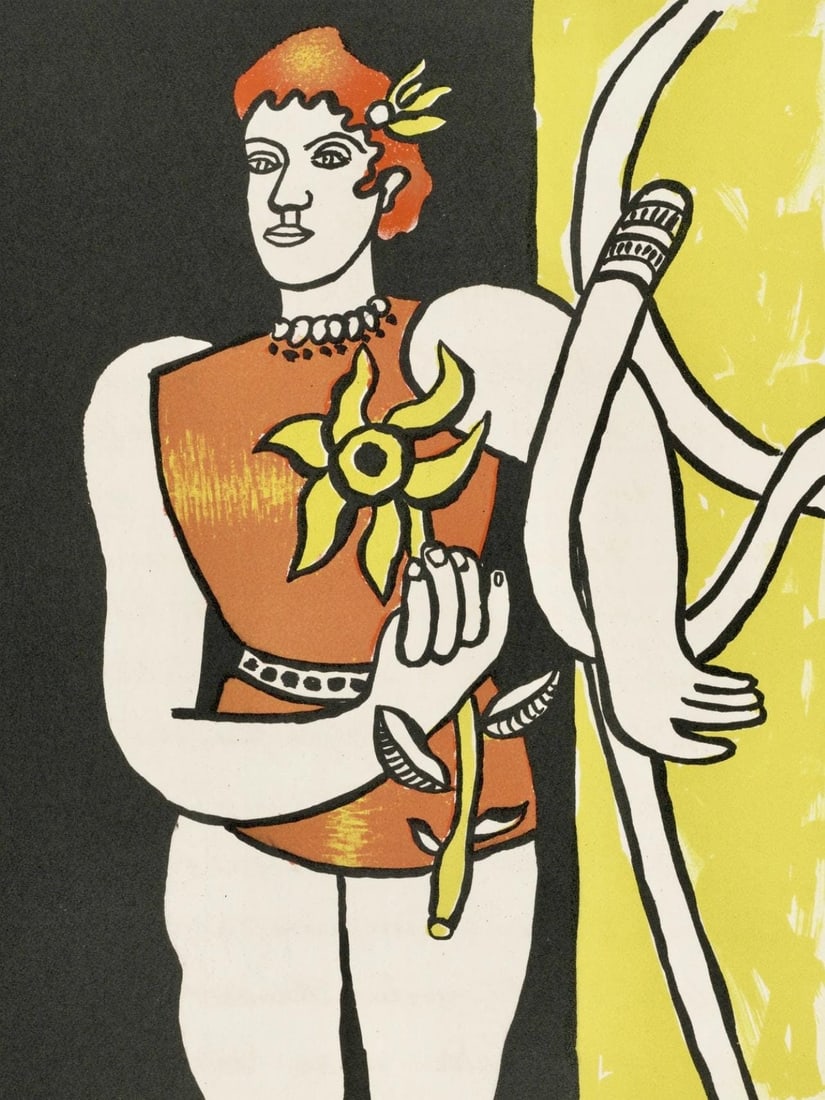 Fernand Leger, Composition, Cirque, Lithographies Originales, Limited Edition Lithograph: Lithograph on velin d'Arches paper. Paper size: 16.63 x 12.69 inches. Excellent condition. Unsigned and unnumbered, as issued. Notes: From the folio, Cirque, Lithographies Originales, 1950. Published