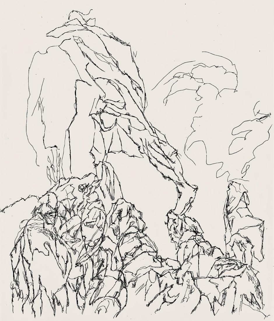 Jacques Villon, Composition (Ginestet/Pouillon 42-64), Hesiode, Les Travaux et les Jours, Limited: Etching on velin de Rives paper. Paper size: 15.75 x 12 inches. Excellent condition. Unsigned and unnumbered, as issued. Notes: From the folio, Hesiode, Les Travaux et les jours. Eaux-fortes de Jacque