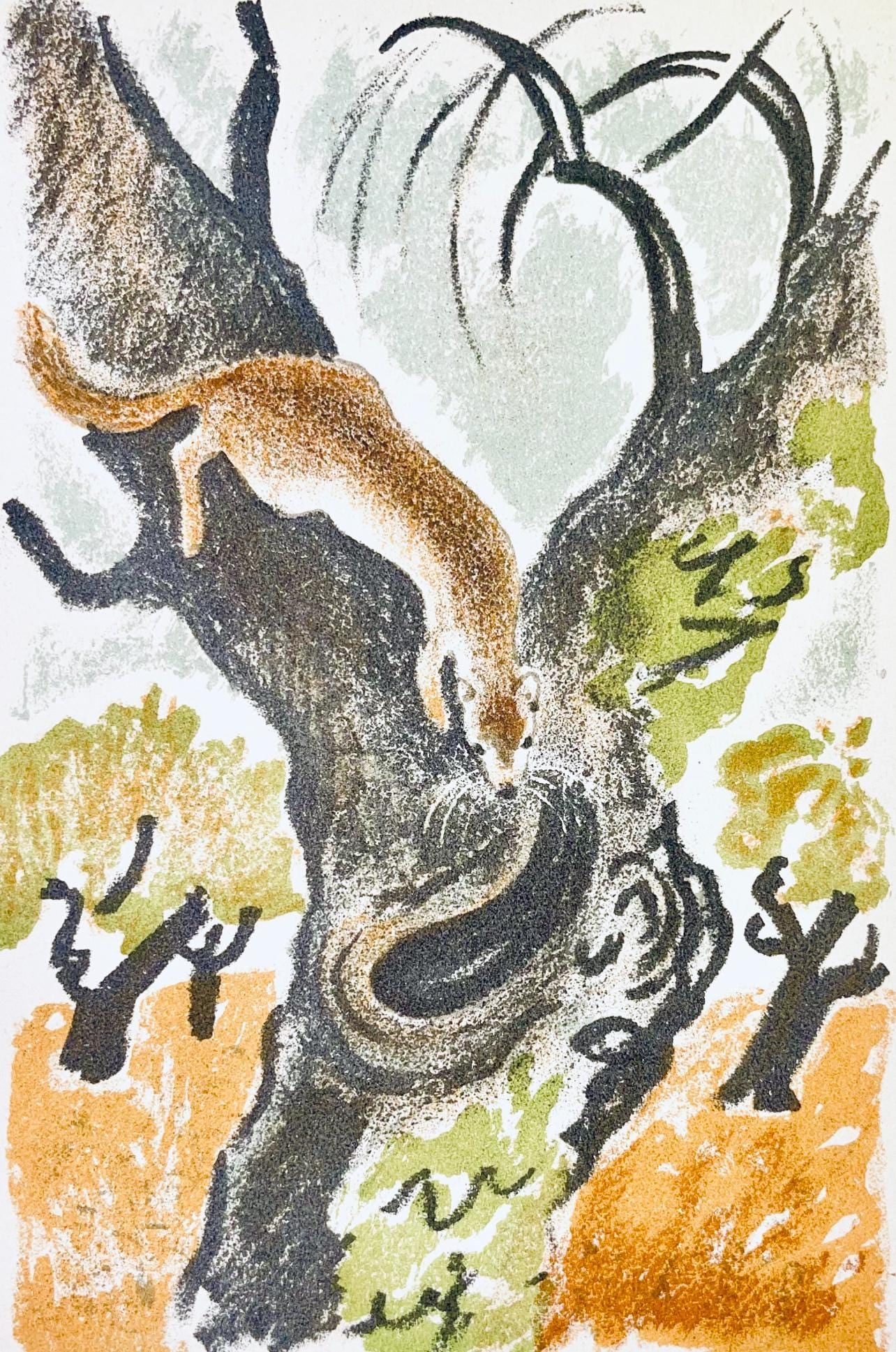 Maurice Mourlot, Composition, de Goupil a Margot, Histoires De Betes, Limited Edition Lithograph: Lithograph in colors on Grand Velin Blanc paper. Unsigned and unnumbered, as issued. Paper size: 9.055 x 6.69 inches. Excellent condition. Notes: From the volume, de Goupil a Margot, Histoires De