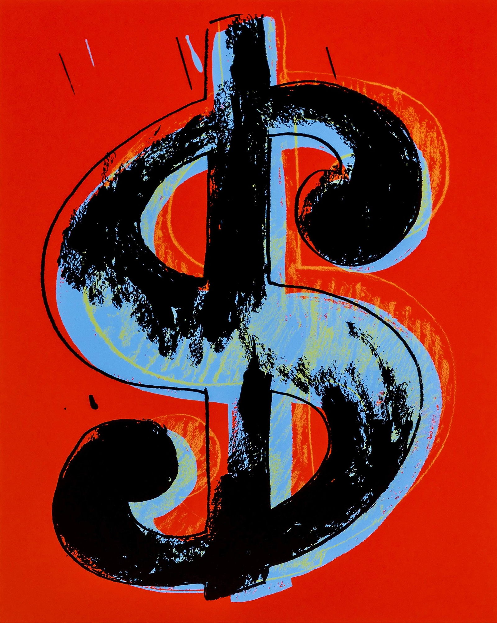 Andy Warhol, Dollar Sign, Red, Official Limited Edition, Sunday B. Morning, Silkscreen: Official edition, Andy Warhol, Sunday B. Morning, silkscreen on museum board. Paper Size: 19.5 x 17.25 inches. Excellent condition. Inscription: Numbered in pencil, "published by Sunday B. Morning",