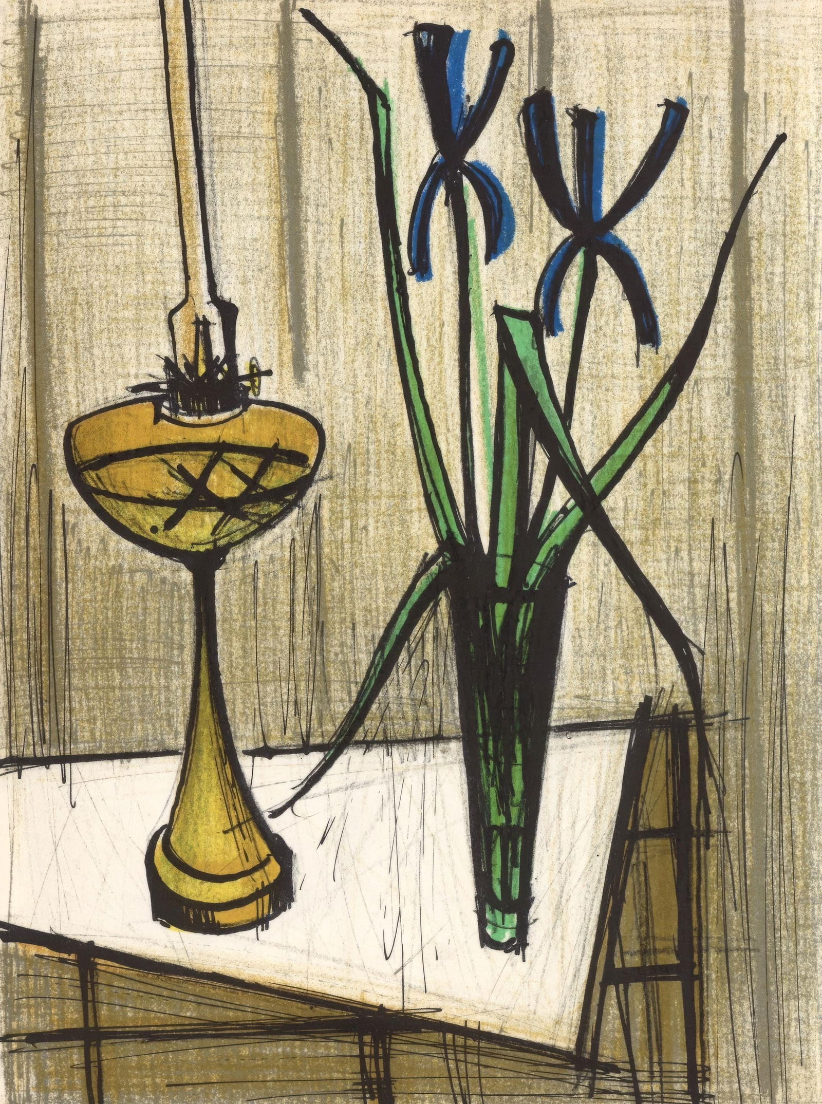 Bernard Buffet, Still Life with Irises, from Lithographs I, Limited Edition Lithograph, 1979 (1 of 4)