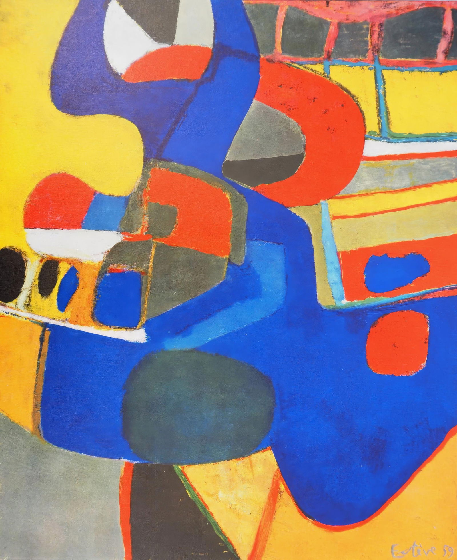 Maurice Esteve, Dominant Center, from Painters of Today, Limited Edition Heliogravure, 1961: This exquisite heliogravure by Maurice Esteve (1904-2001), titled Centre domine (Dominant Center), from the folio Maurice Esteve, Peintres d'aujourd'hui (Maurice Esteve, Painters of Today),