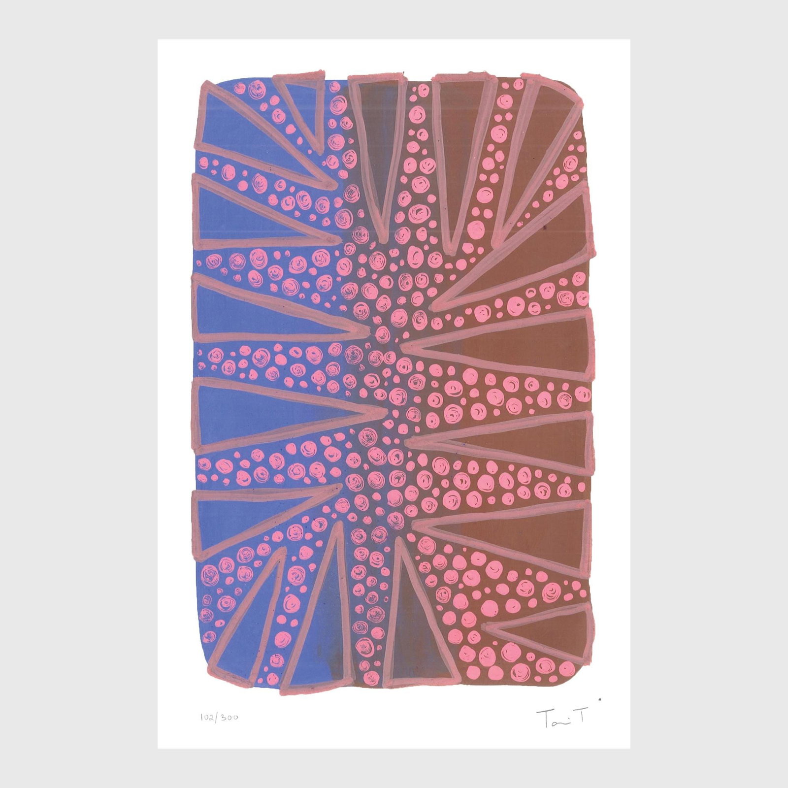 Drops with Pink Dots: Artist: Tanvi Thakur (1996) Title: Drops with Pink Dots, Drops With Dots Series Year: 2025 Medium: Archival Pigment Print on Paper Edition: 300 Size: 8 x 12 inches Inscription: Signed and numbered by