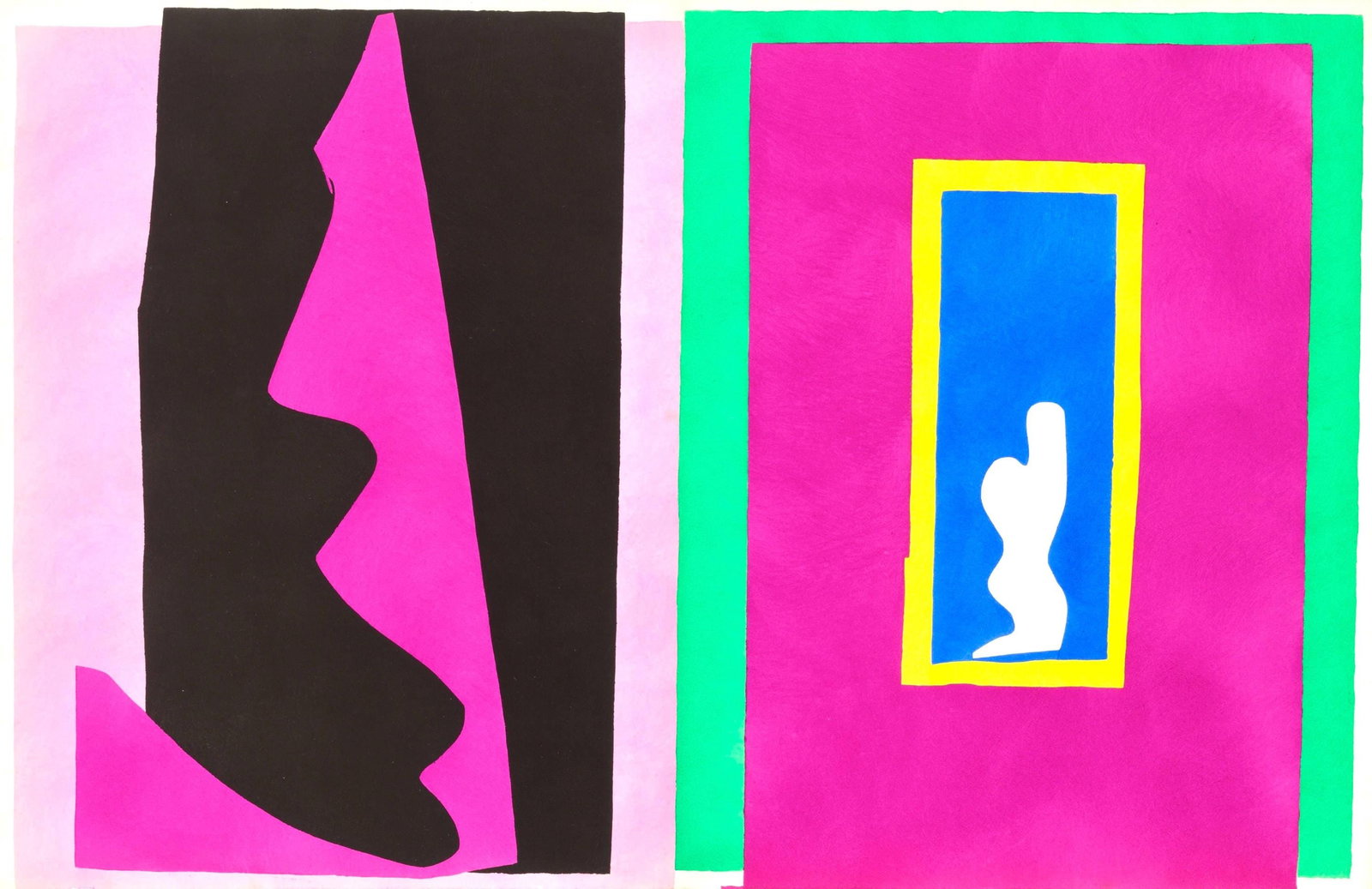 Henri Matisse, Le Destin, Jazz, Special Edition for MoMA, Limited Edition Heliogravure: Heliogravure on velin paper. Paper Size: 15 x 22.5 inches, with centerfold, as issued. Inscription: Unsigned and unnumbered, as issued. Condition: Very good/excellent, consistent with age. Notes: From