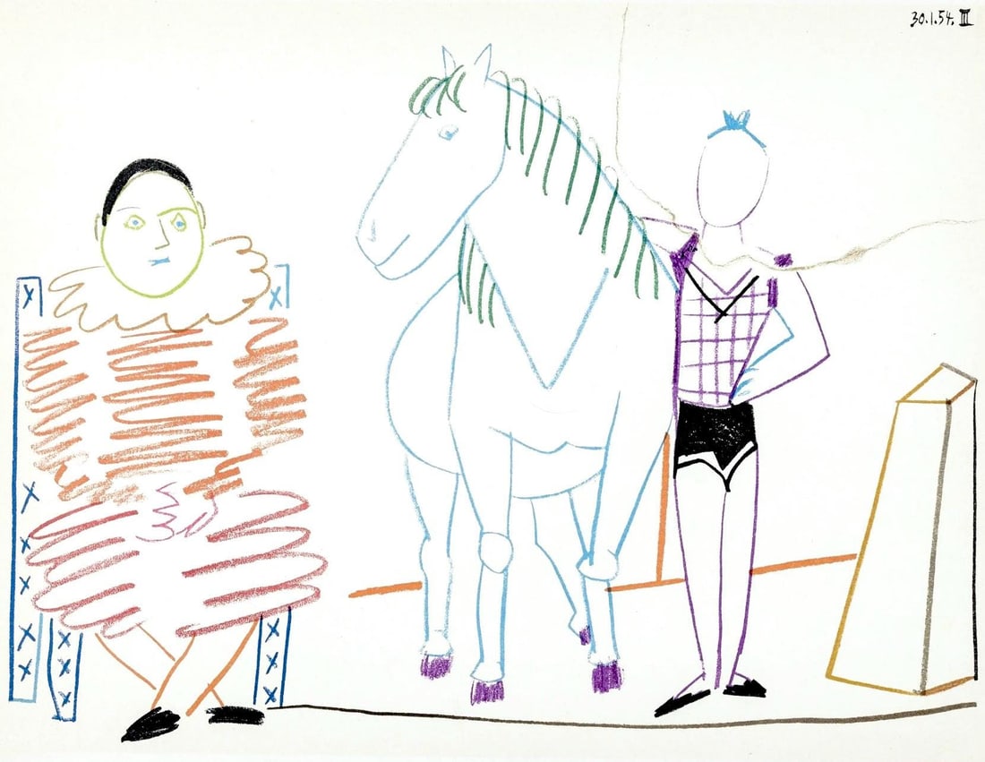 Pablo Picasso, Composition, La Comedie Humaine, Verve, Revue Artistique et Litteraire, Limited: Lithograph on velin des Papeteries du Marais paper. Paper Size: 10.25 x 14 inches. Inscription: Unsigned and unnumbered, as issued. Condition: Very good/excellent, consistent with age. Notes: From the